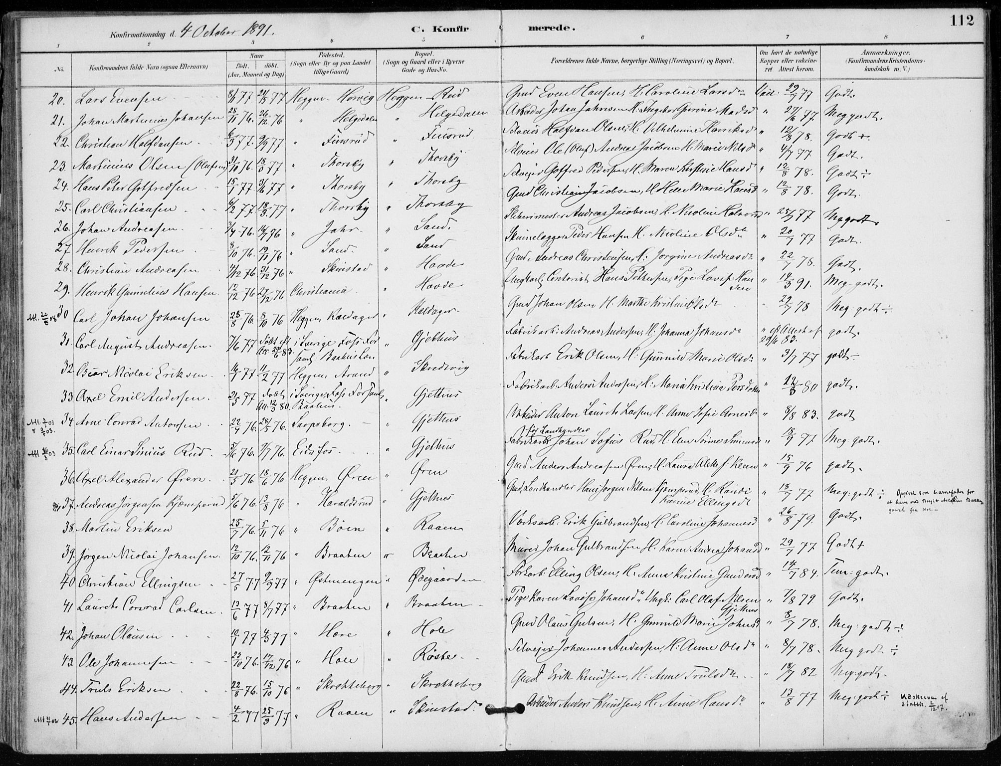 Modum kirkebøker, AV/SAKO-A-234/F/Fa/L0012: Parish register (official) no. 12, 1890-1898, p. 112