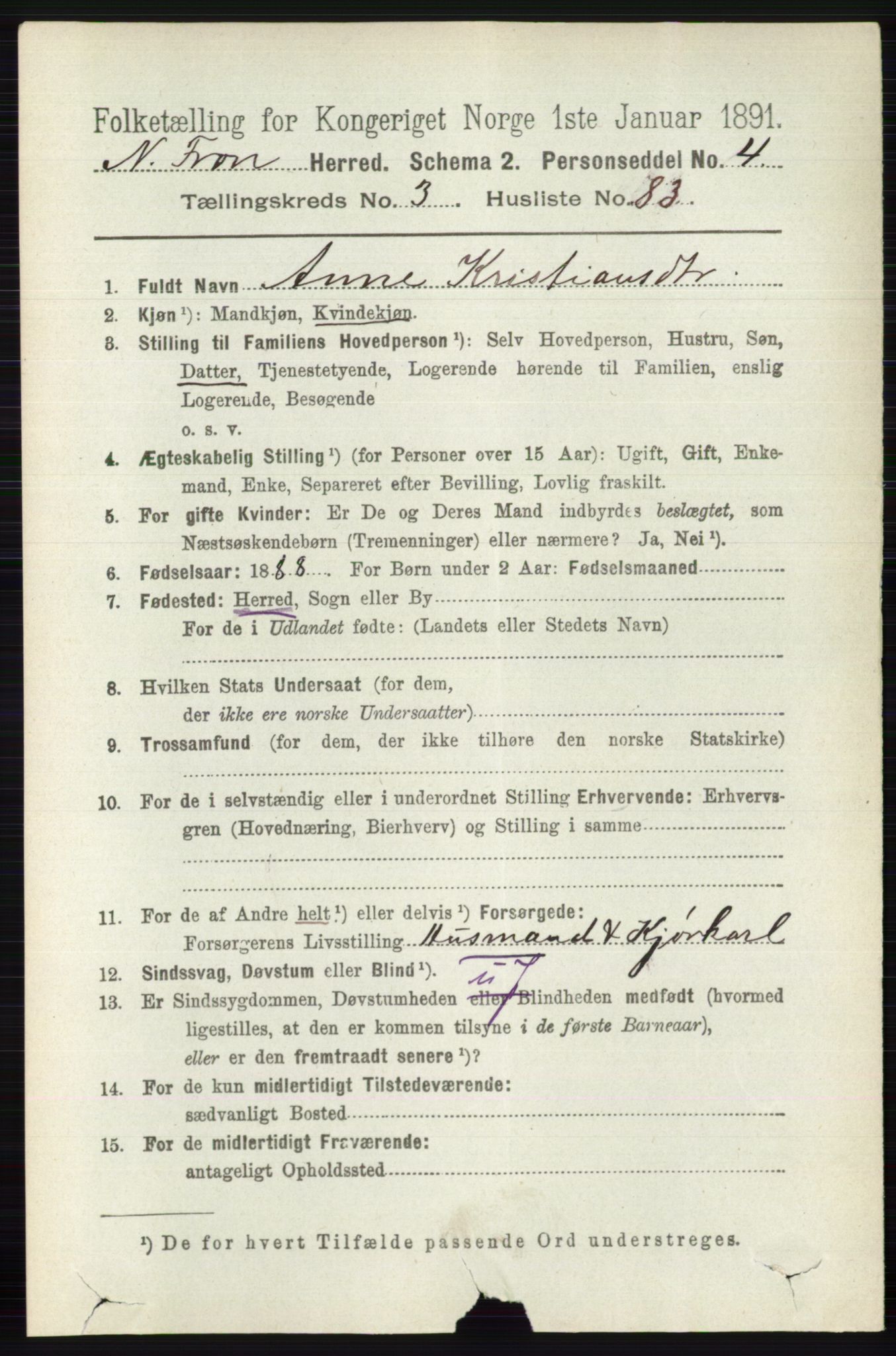 RA, 1891 census for 0518 Nord-Fron, 1891, p. 1376