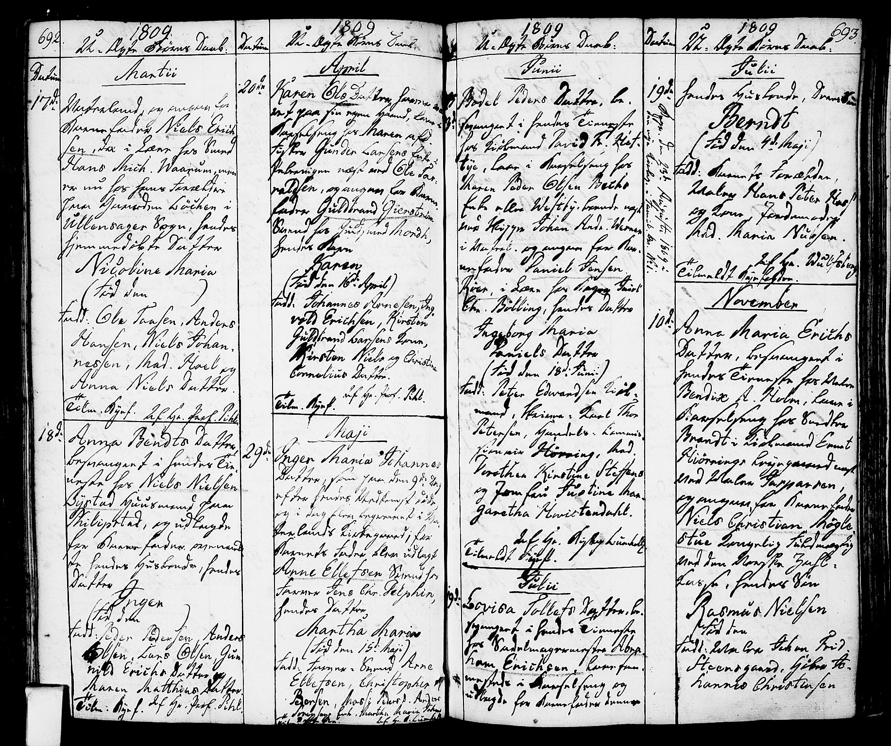 Oslo domkirke Kirkebøker, AV/SAO-A-10752/F/Fa/L0006: Parish register (official) no. 6, 1807-1817, p. 692-693