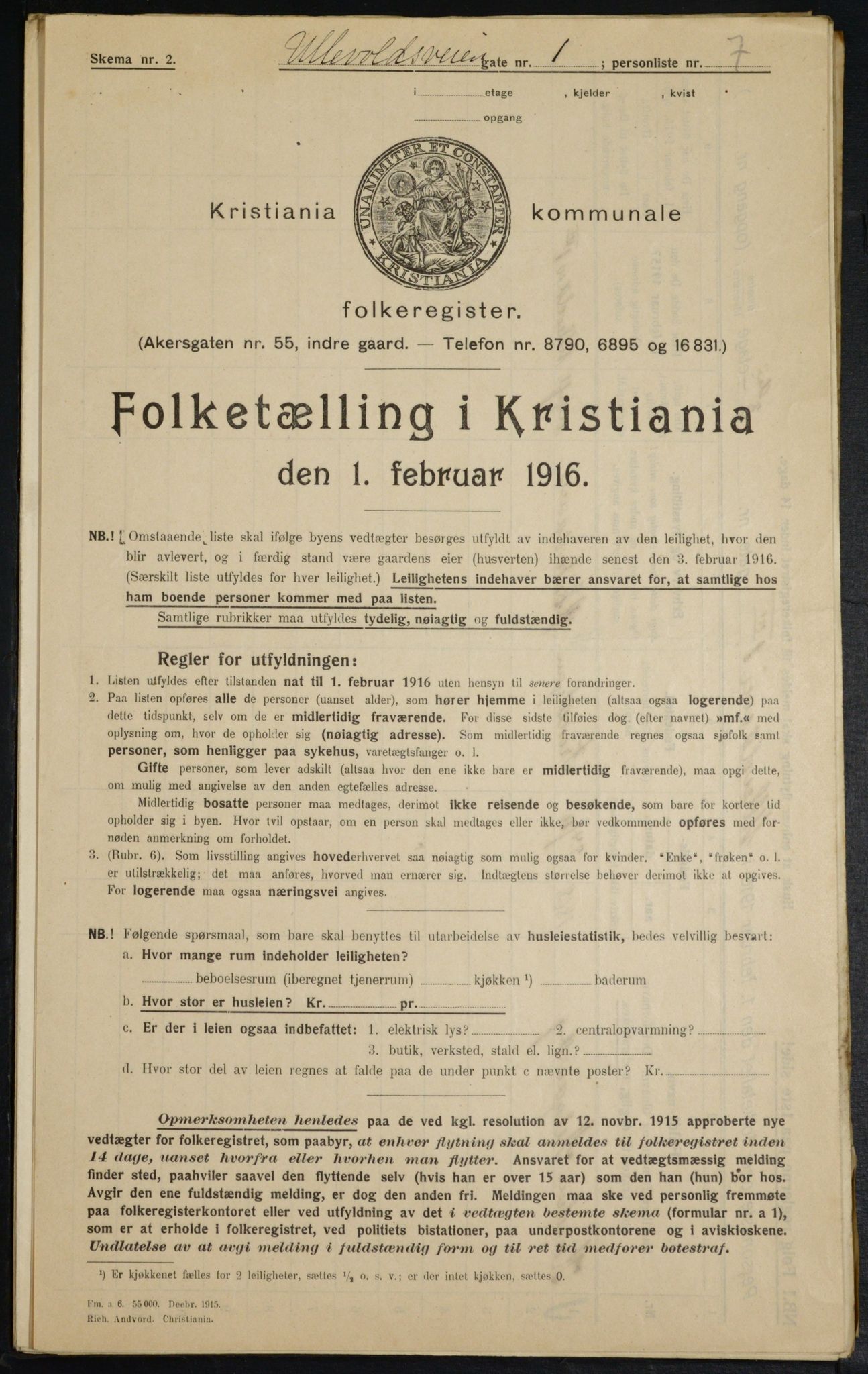 OBA, Municipal Census 1916 for Kristiania, 1916, p. 122447