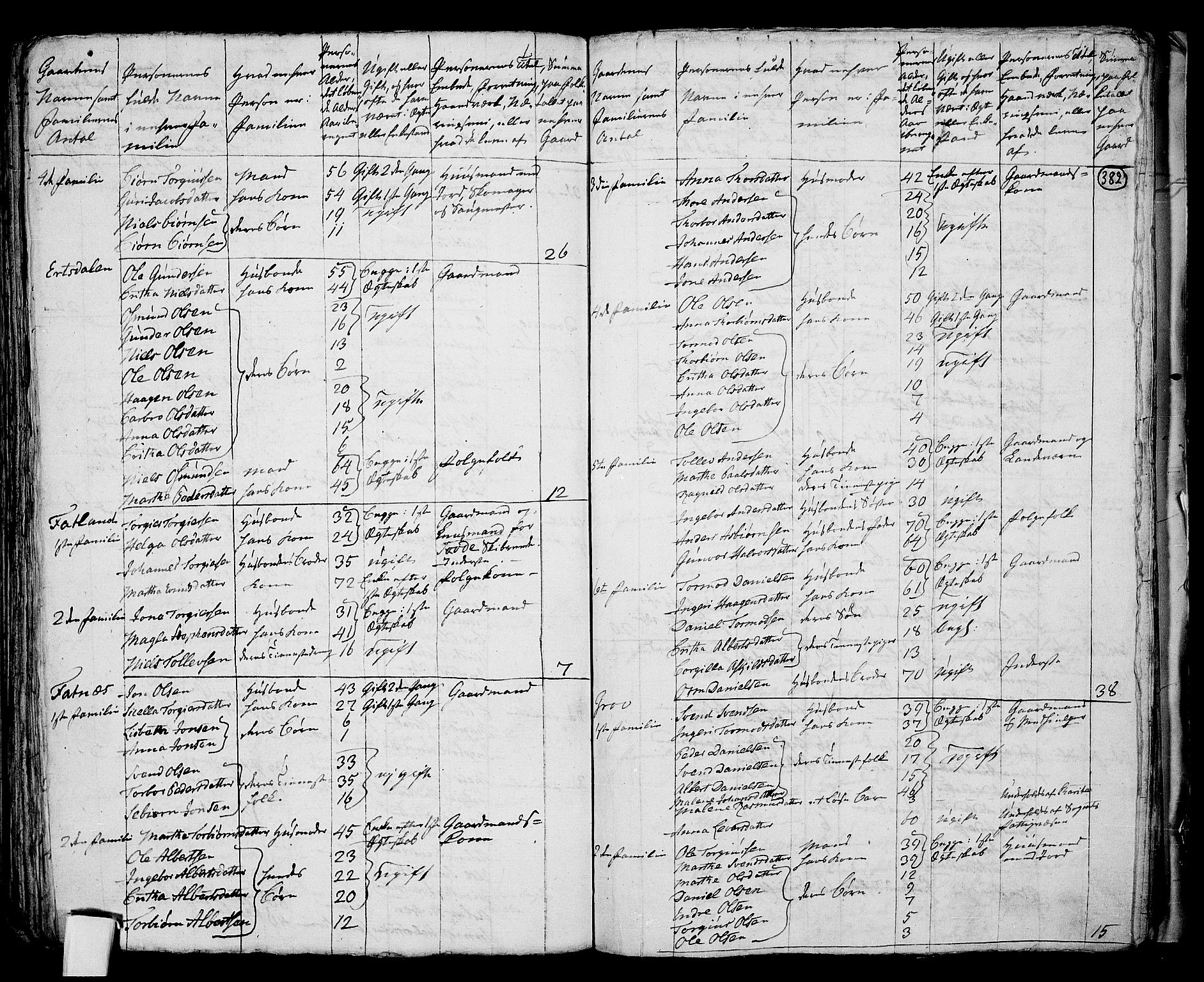 RA, 1801 census for 1138P Jelsa, 1801, p. 381b-382a
