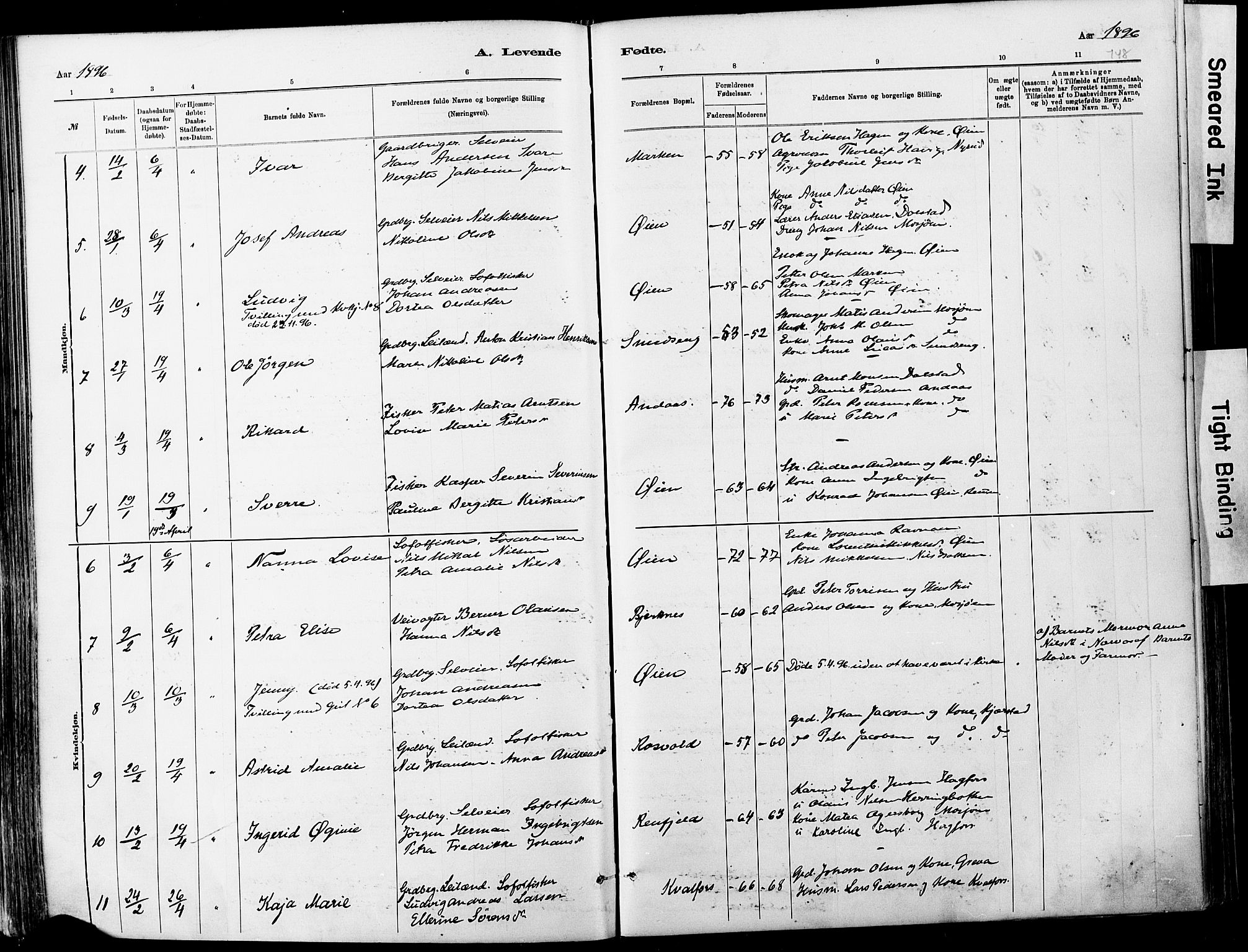 Ministerialprotokoller, klokkerbøker og fødselsregistre - Nordland, SAT/A-1459/820/L0295: Parish register (official) no. 820A16, 1880-1896, p. 148