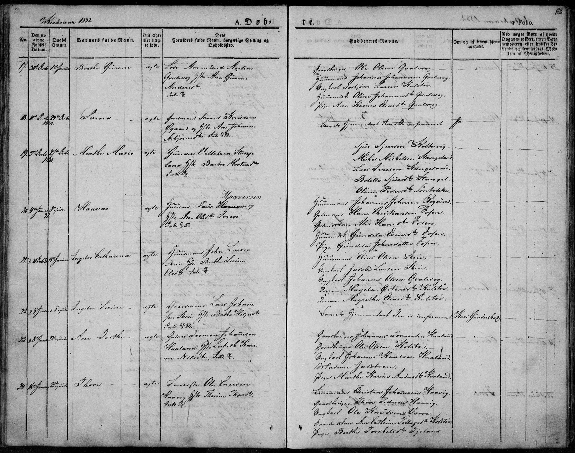 Avaldsnes sokneprestkontor, AV/SAST-A -101851/H/Ha/Haa/L0005: Parish register (official) no. A 5.1, 1825-1841, p. 82