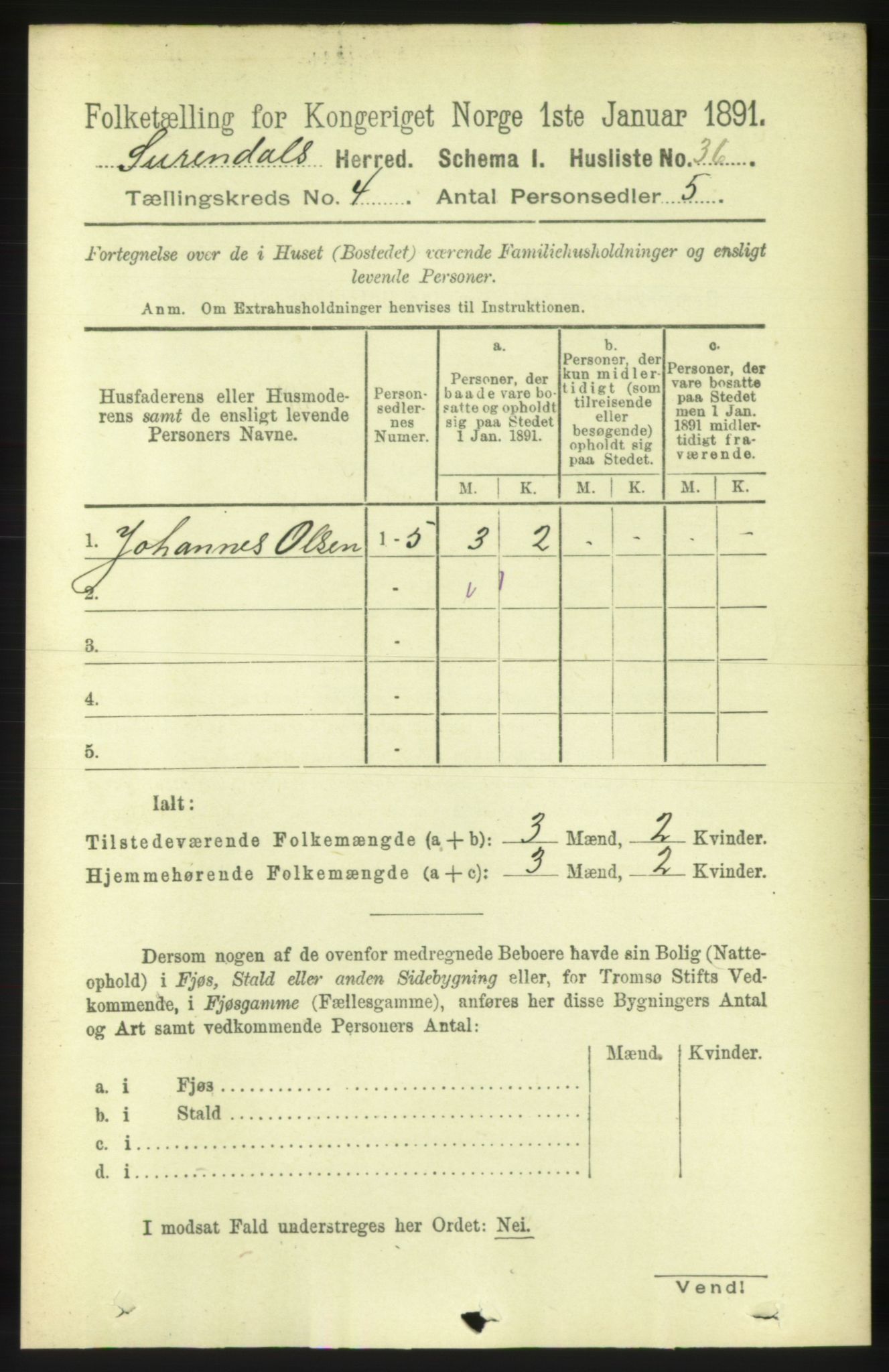 RA, 1891 census for 1566 Surnadal, 1891, p. 1058