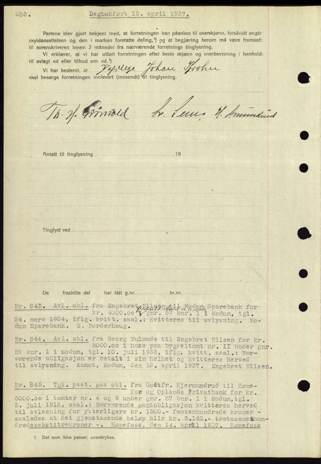 Eiker, Modum og Sigdal sorenskriveri, SAKO/A-123/G/Ga/Gab/L0035: Mortgage book no. A5, 1937-1937, Diary no: : 843/1937