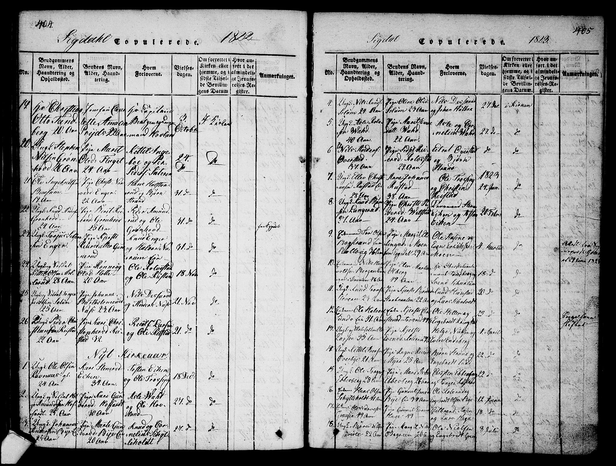 Sigdal kirkebøker, SAKO/A-245/G/Ga/L0001: Parish register (copy) no. I 1 /1, 1816-1835, p. 404-405
