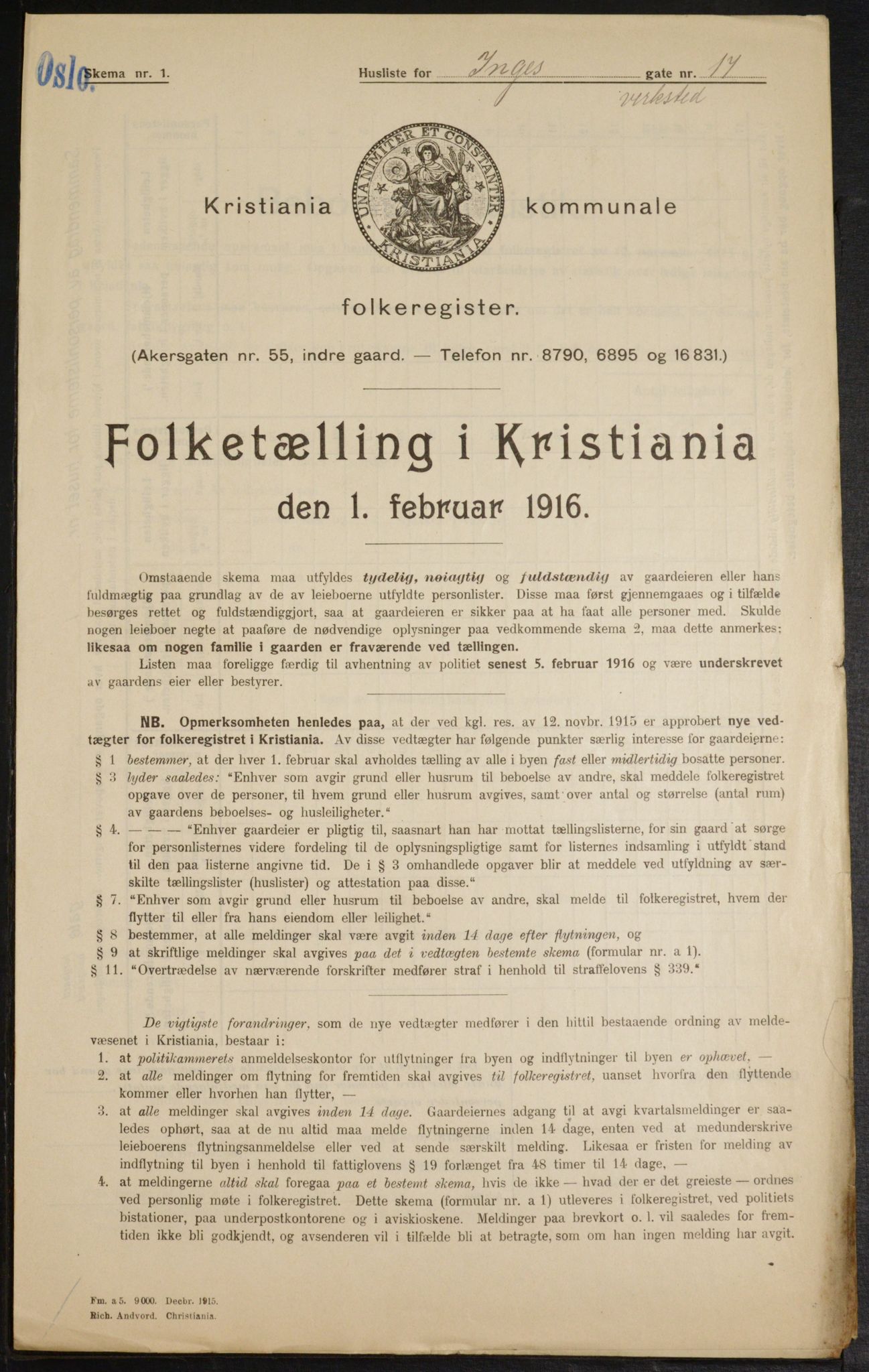 OBA, Municipal Census 1916 for Kristiania, 1916, p. 44927