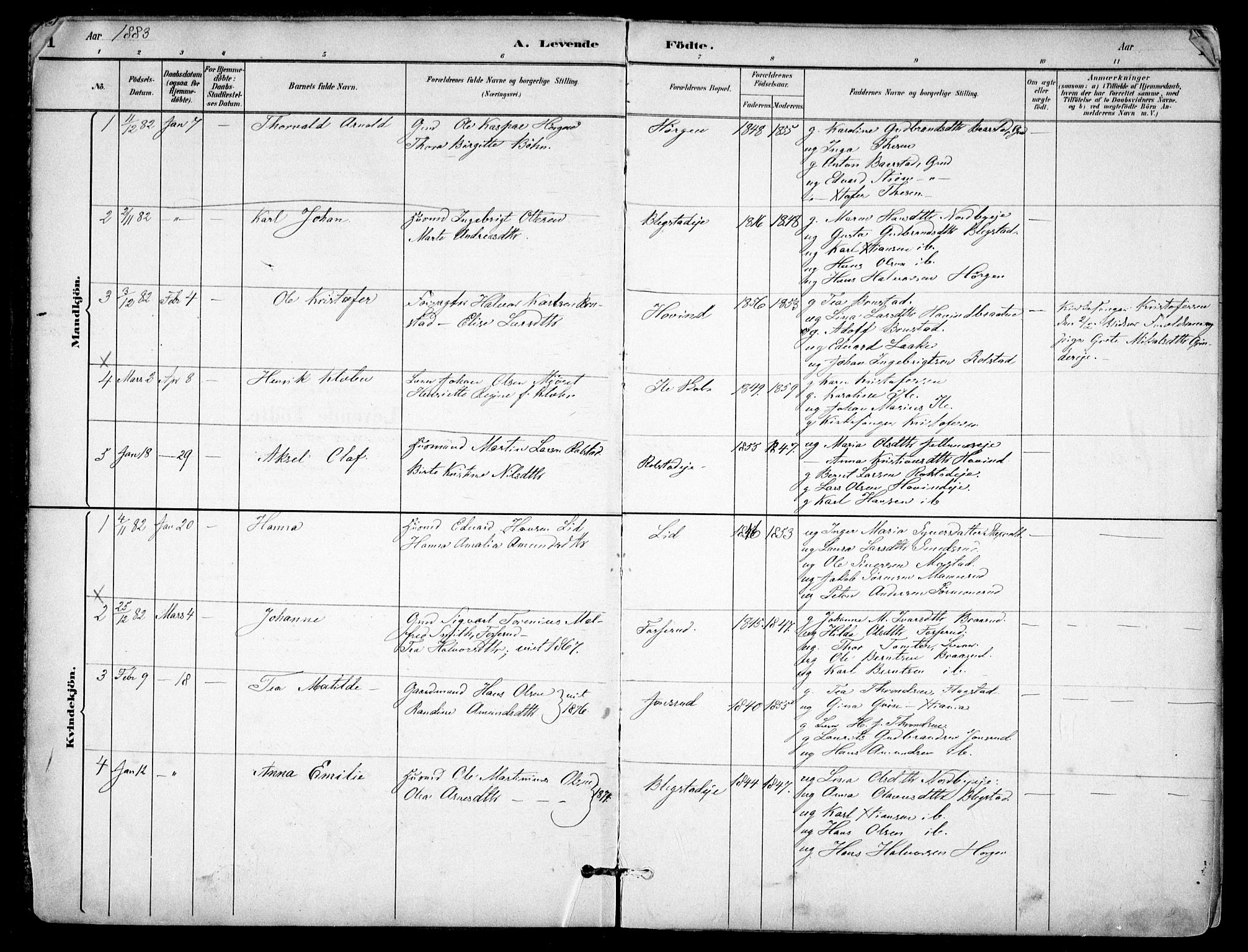Nes prestekontor Kirkebøker, SAO/A-10410/F/Fb/L0002: Parish register (official) no. II 2, 1883-1918, p. 1