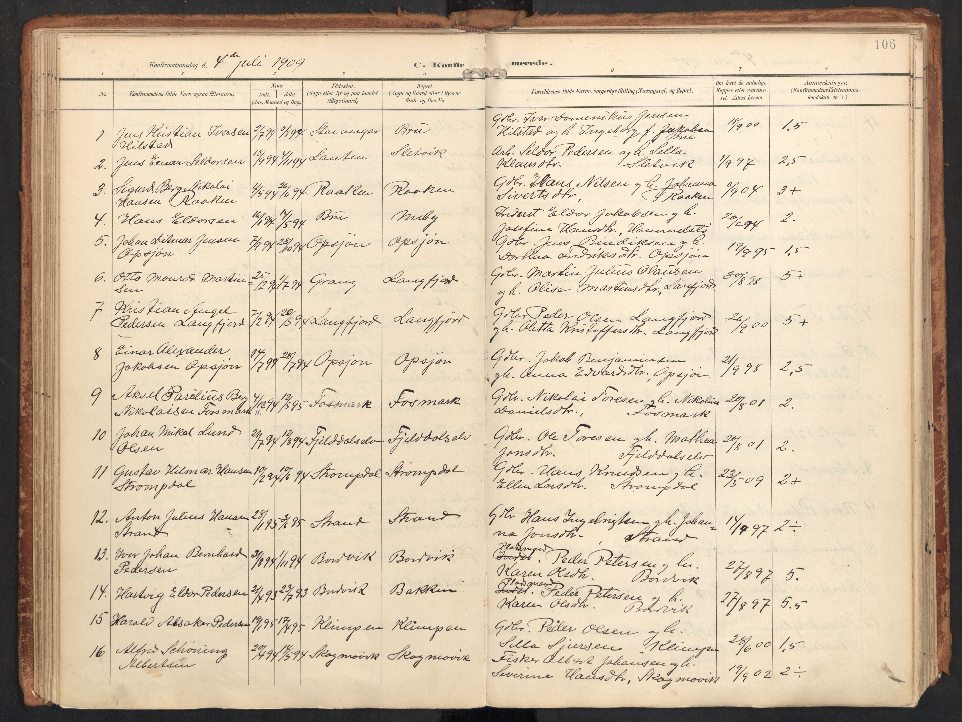 Ministerialprotokoller, klokkerbøker og fødselsregistre - Nordland, SAT/A-1459/814/L0227: Parish register (official) no. 814A08, 1899-1920, p. 106