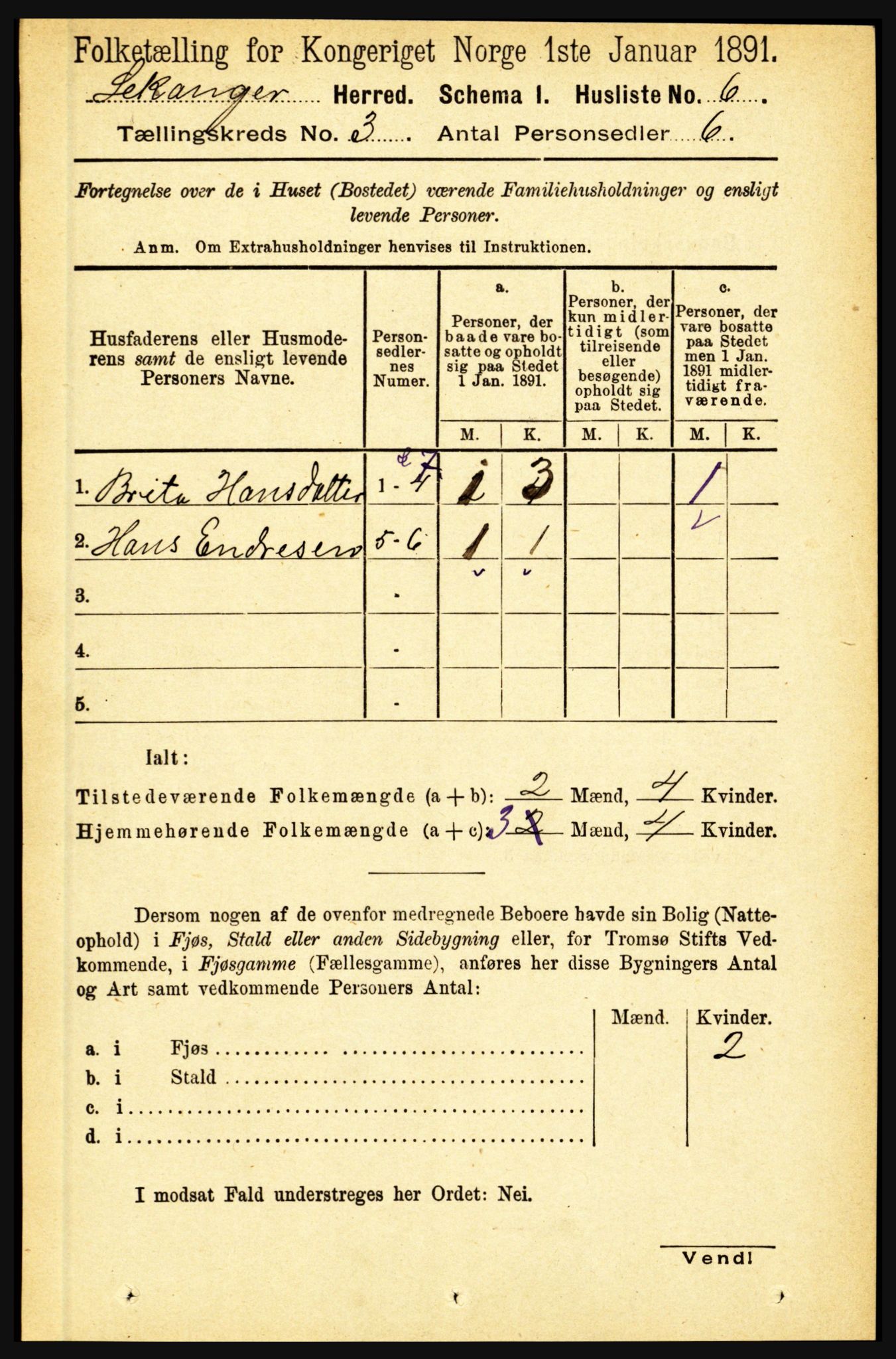 RA, 1891 census for 1419 Leikanger, 1891, p. 321