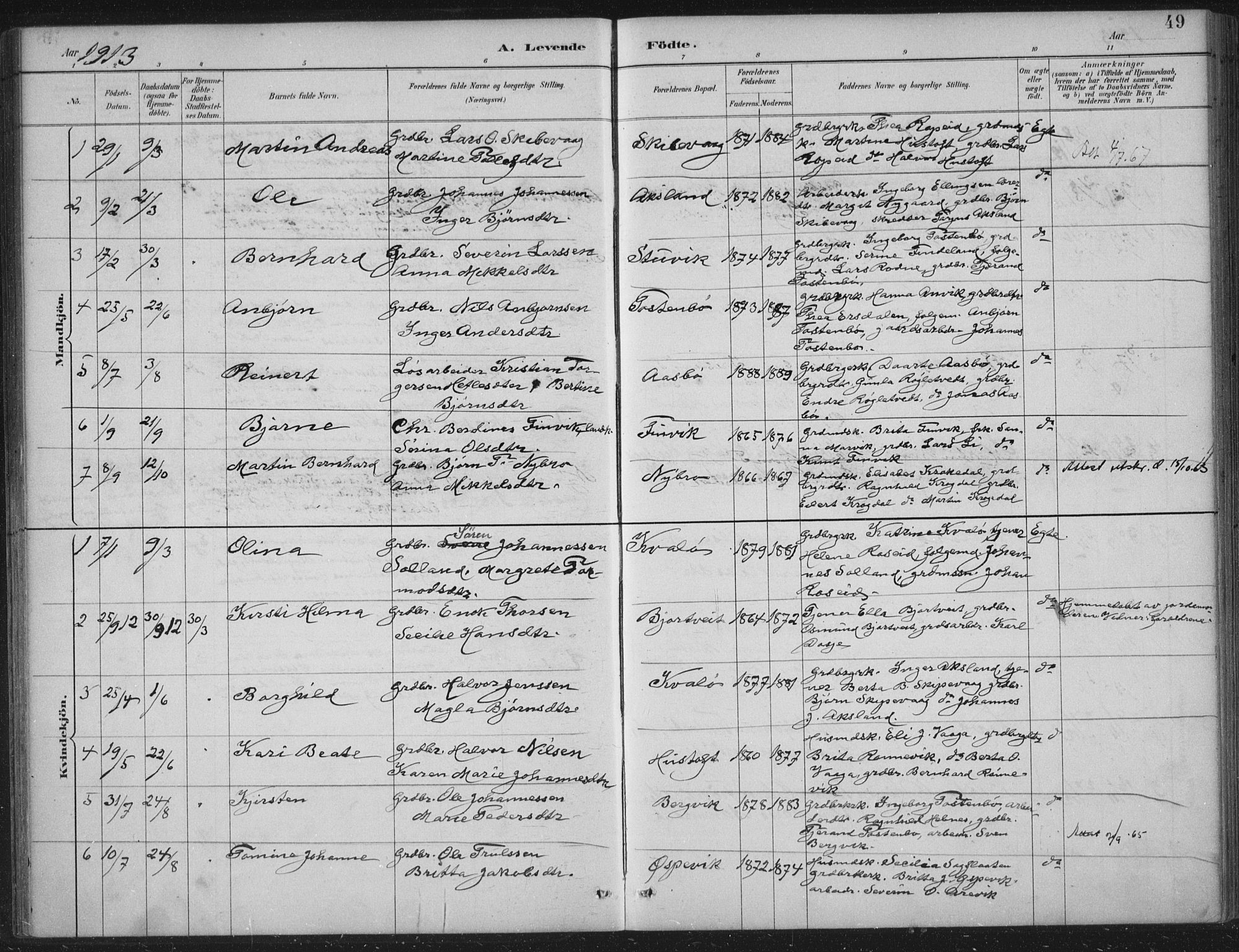 Vikedal sokneprestkontor, AV/SAST-A-101840/01/IV: Parish register (official) no. A 12, 1886-1929, p. 49