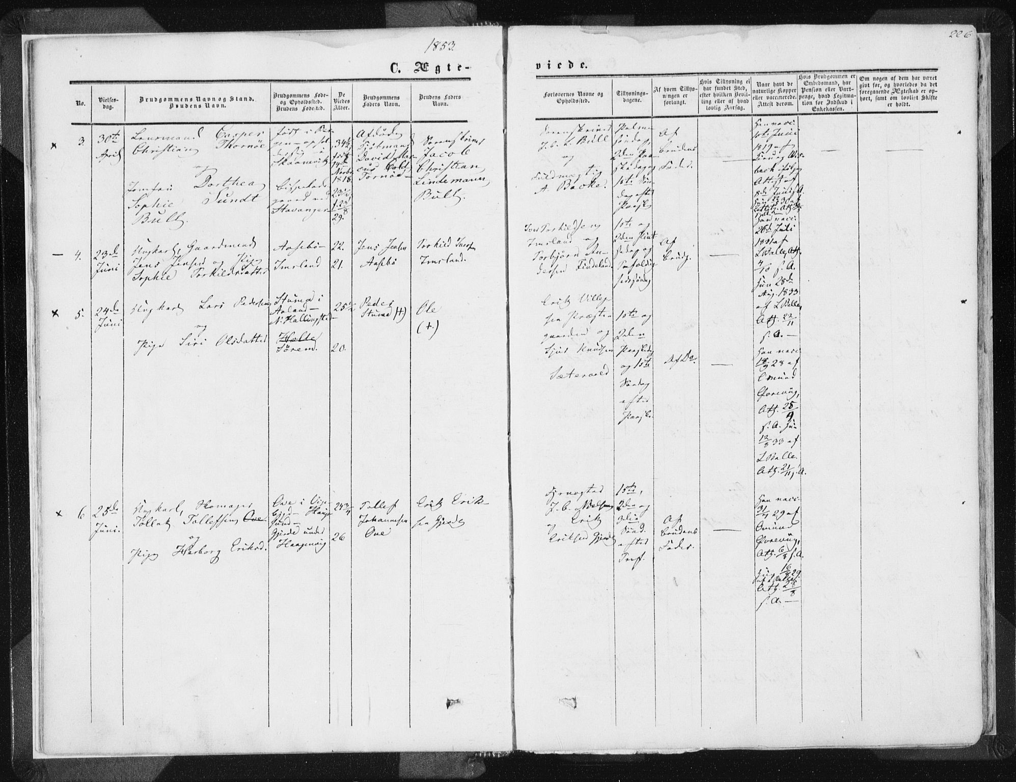 Vikedal sokneprestkontor, AV/SAST-A-101840/01/IV: Parish register (official) no. A 6.2, 1851-1867, p. 226