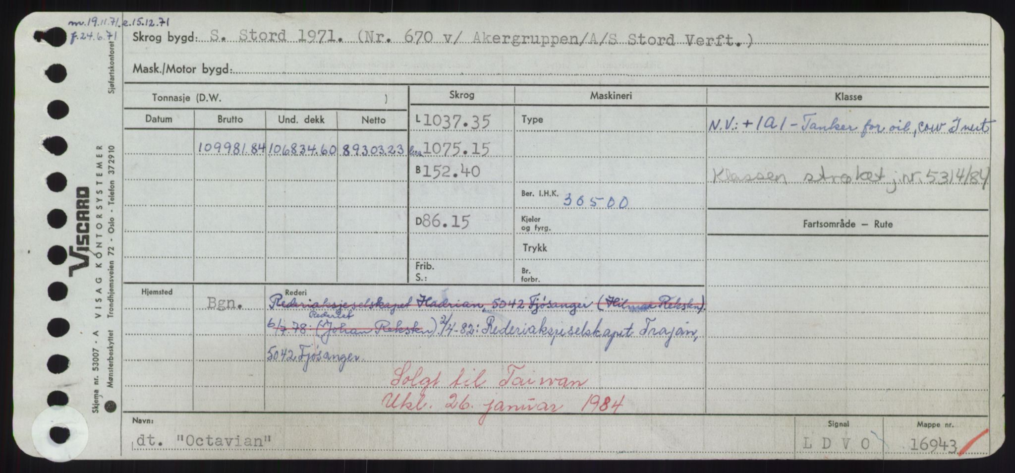 Sjøfartsdirektoratet med forløpere, Skipsmålingen, RA/S-1627/H/Hd/L0028: Fartøy, O, p. 87