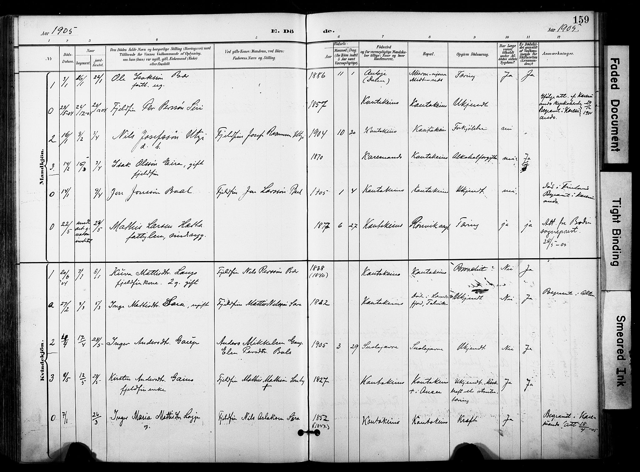 Kautokeino sokneprestembete, SATØ/S-1340/H/Ha/L0005.kirke: Parish register (official) no. 5, 1896-1916, p. 159