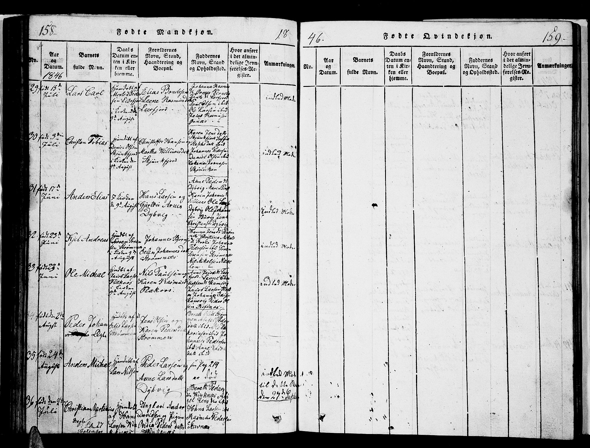 Ministerialprotokoller, klokkerbøker og fødselsregistre - Nordland, AV/SAT-A-1459/853/L0773: Parish register (copy) no. 853C01, 1821-1859, p. 158-159