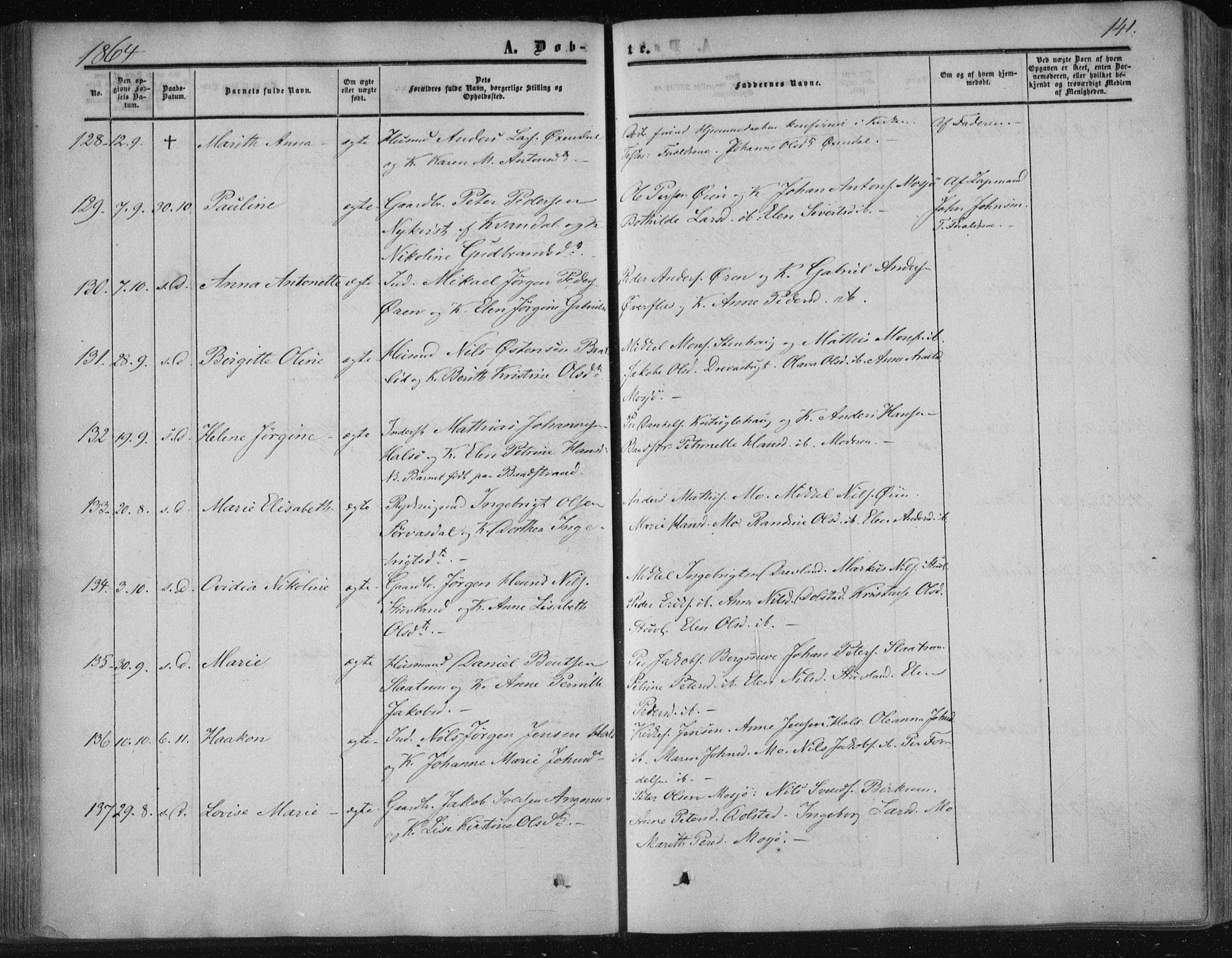 Ministerialprotokoller, klokkerbøker og fødselsregistre - Nordland, AV/SAT-A-1459/820/L0293: Parish register (official) no. 820A14, 1855-1865, p. 141