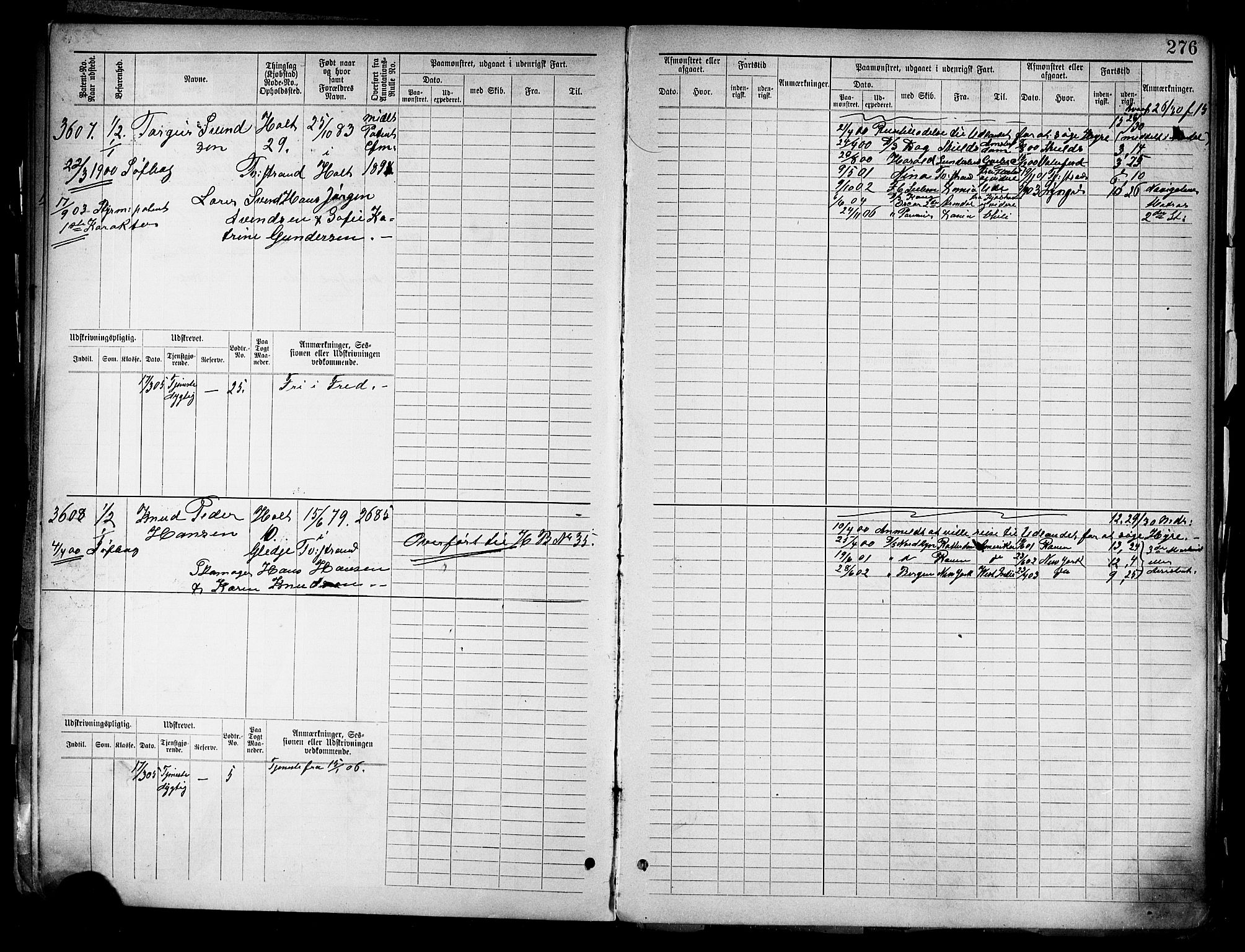 Tvedestrand mønstringskrets, SAK/2031-0011/F/Fb/L0019: Hovedrulle nr 3057-3818, U-35, 1892-1906, p. 284