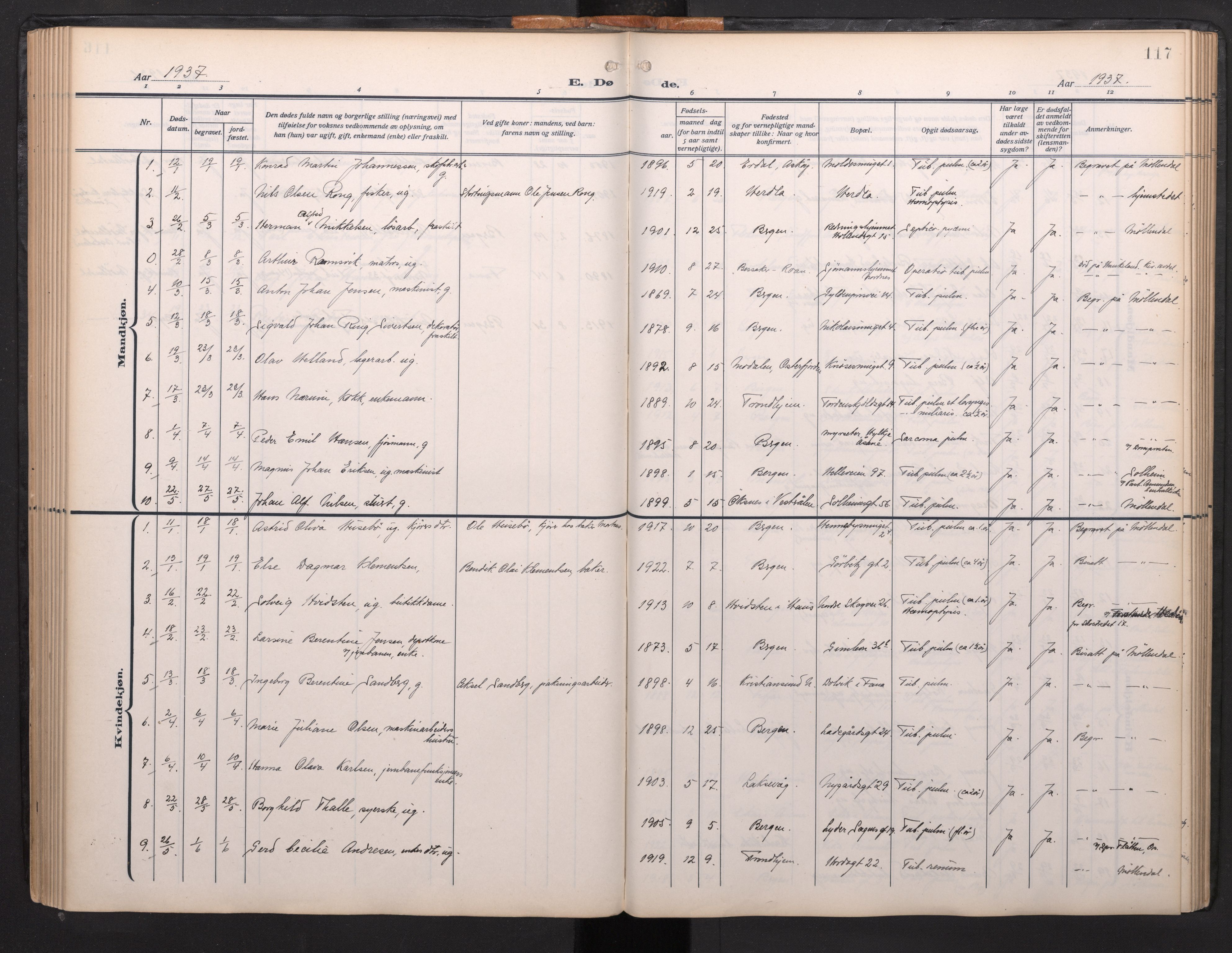 Arkivreferanse mangler*, SAB/-: Parish register (official) no. A 1, 1912-1957, p. 116b-117a