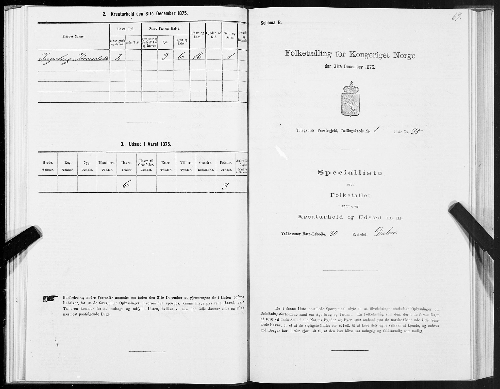 SAT, 1875 census for 1560P Tingvoll, 1875, p. 1069