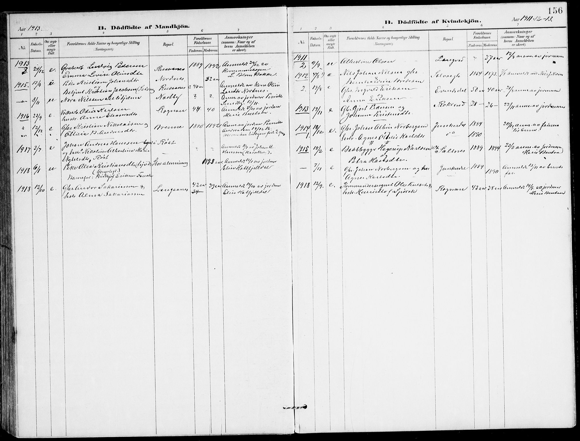 Ministerialprotokoller, klokkerbøker og fødselsregistre - Nordland, SAT/A-1459/847/L0672: Parish register (official) no. 847A12, 1902-1919, p. 156