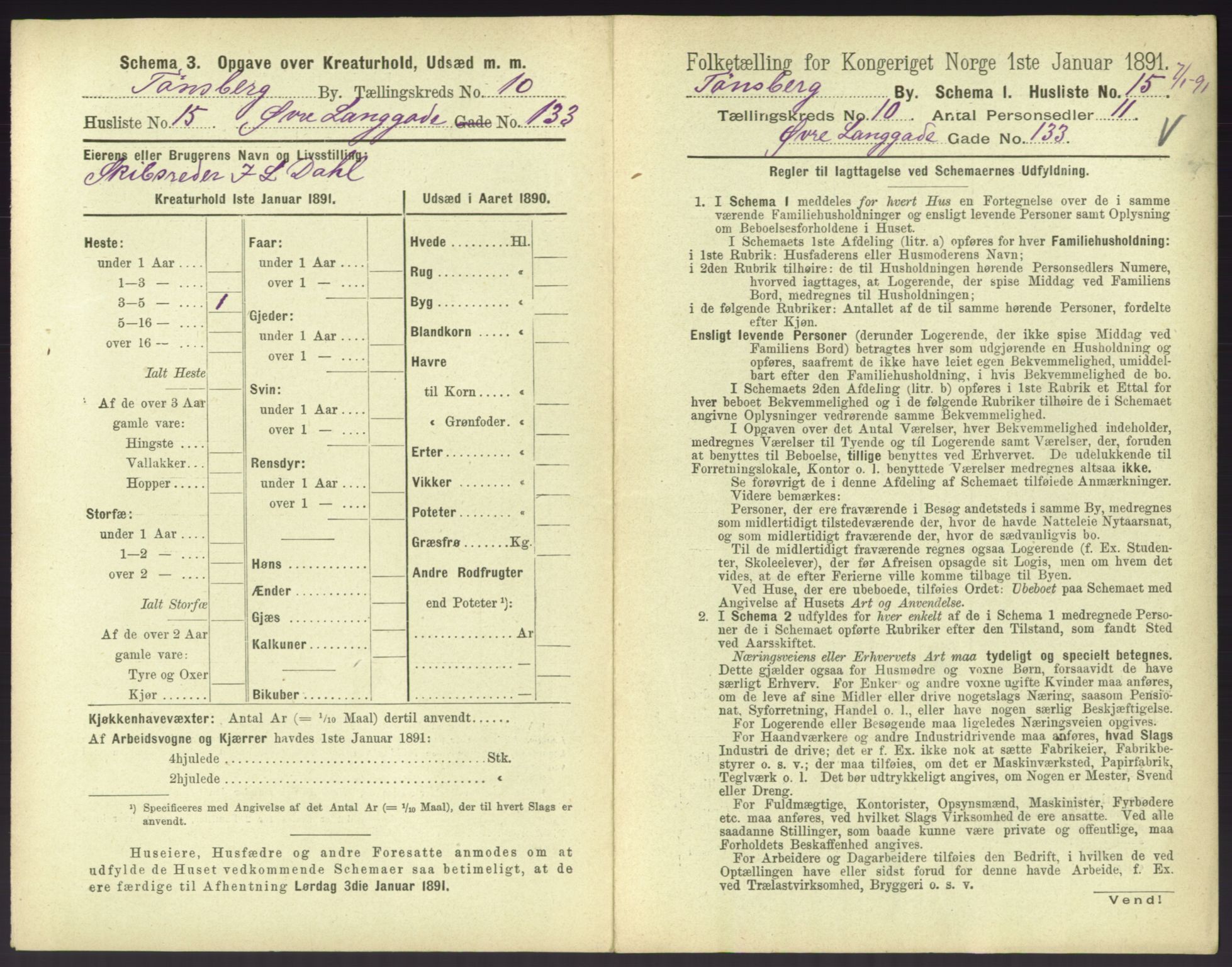 RA, 1891 census for 0705 Tønsberg, 1891, p. 426