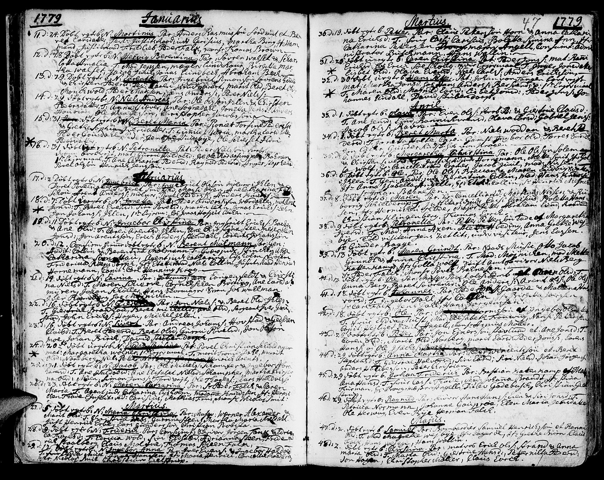Ministerialprotokoller, klokkerbøker og fødselsregistre - Sør-Trøndelag, SAT/A-1456/601/L0039: Parish register (official) no. 601A07, 1770-1819, p. 47