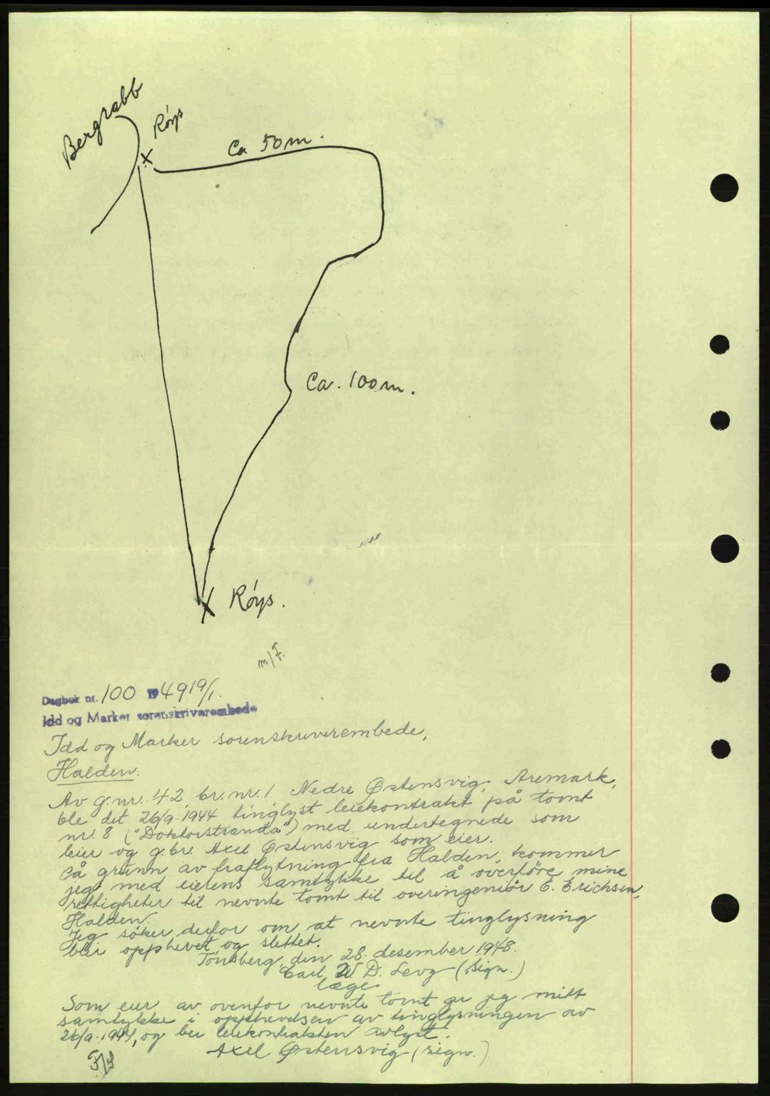 Idd og Marker sorenskriveri, AV/SAO-A-10283/G/Gb/Gbb/L0007: Mortgage book no. A7, 1944-1945, Diary no: : 943/1944