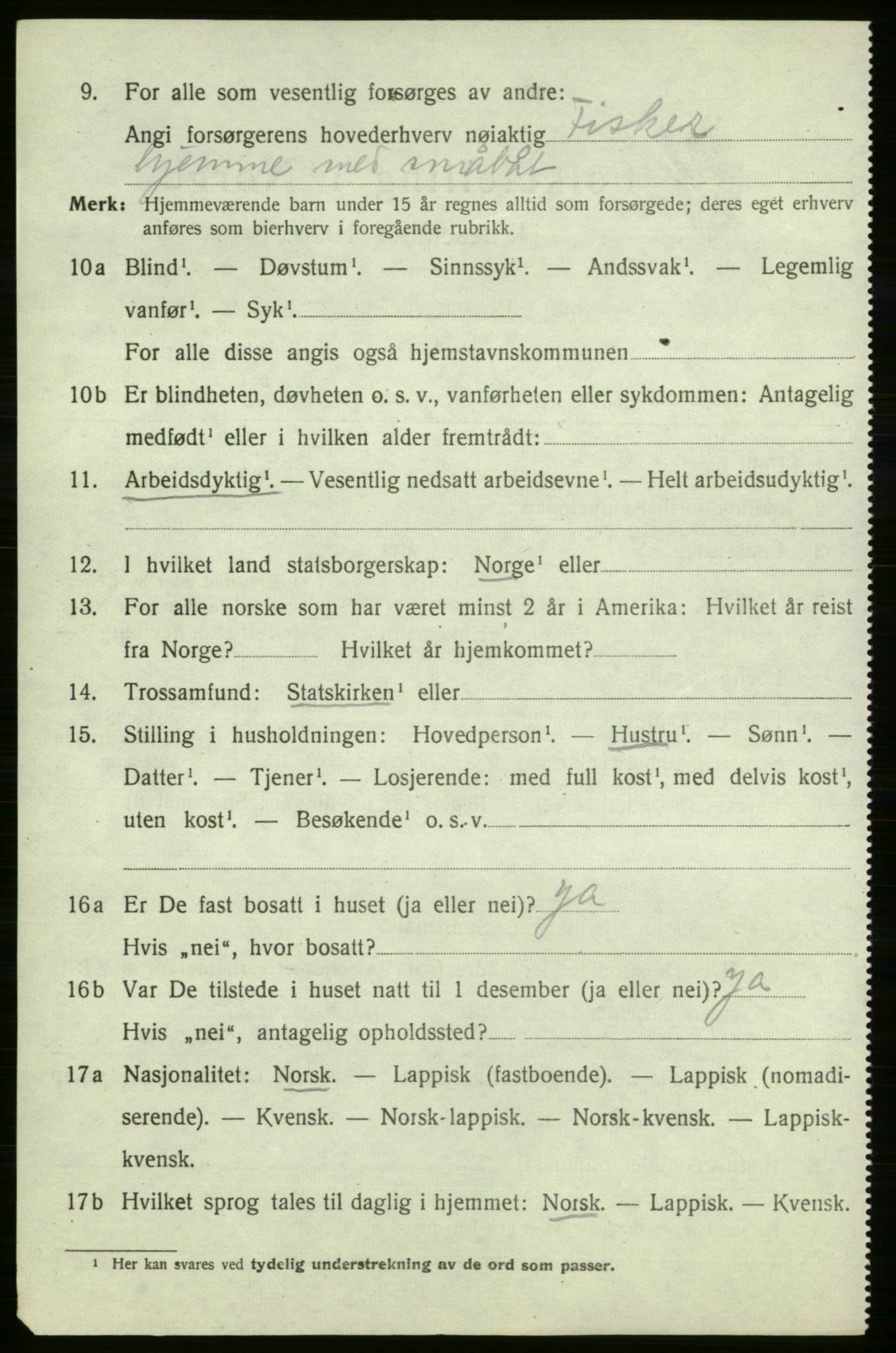 SATØ, 1920 census for Loppa, 1920, p. 1577