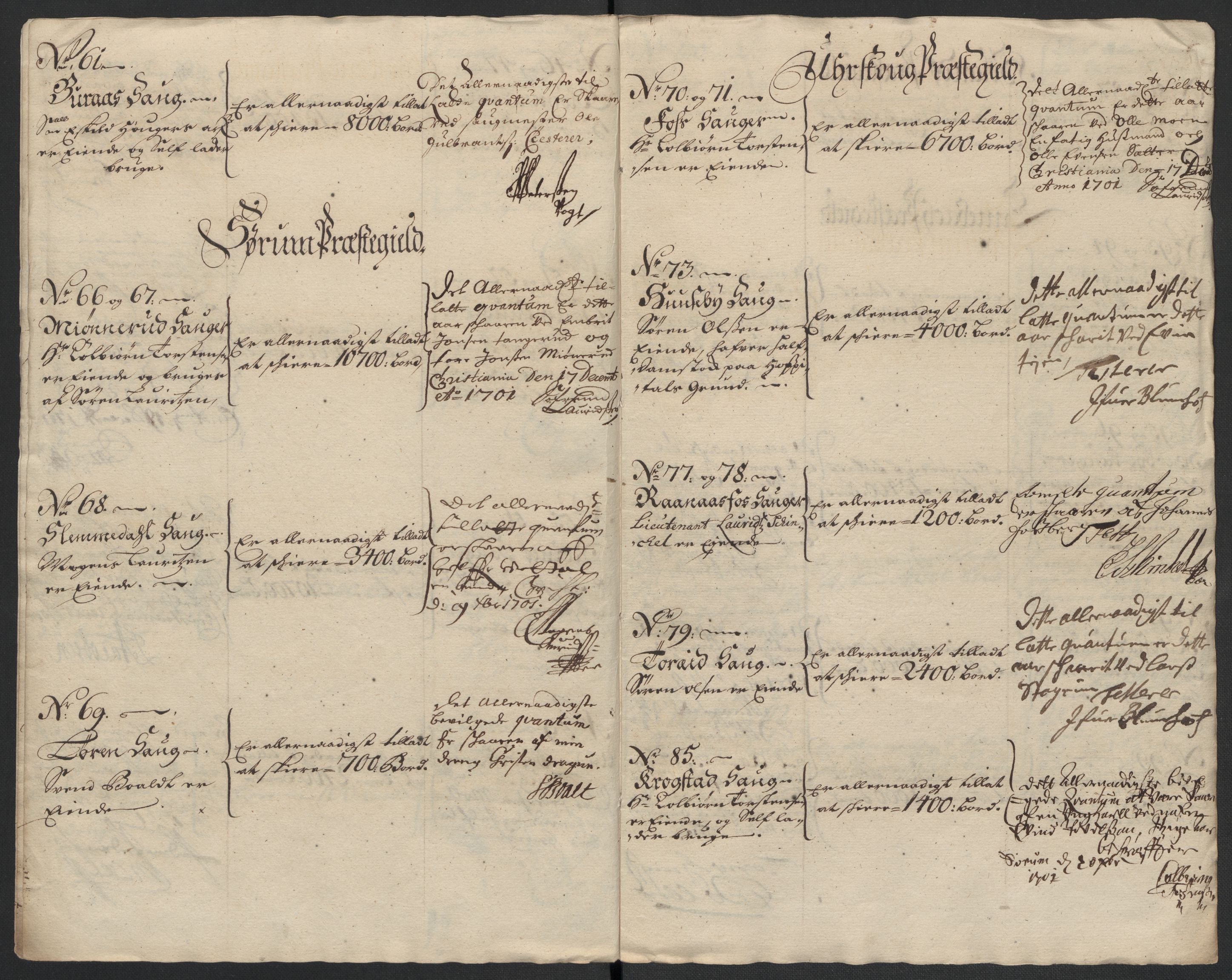 Rentekammeret inntil 1814, Reviderte regnskaper, Fogderegnskap, AV/RA-EA-4092/R11/L0584: Fogderegnskap Nedre Romerike, 1701, p. 180