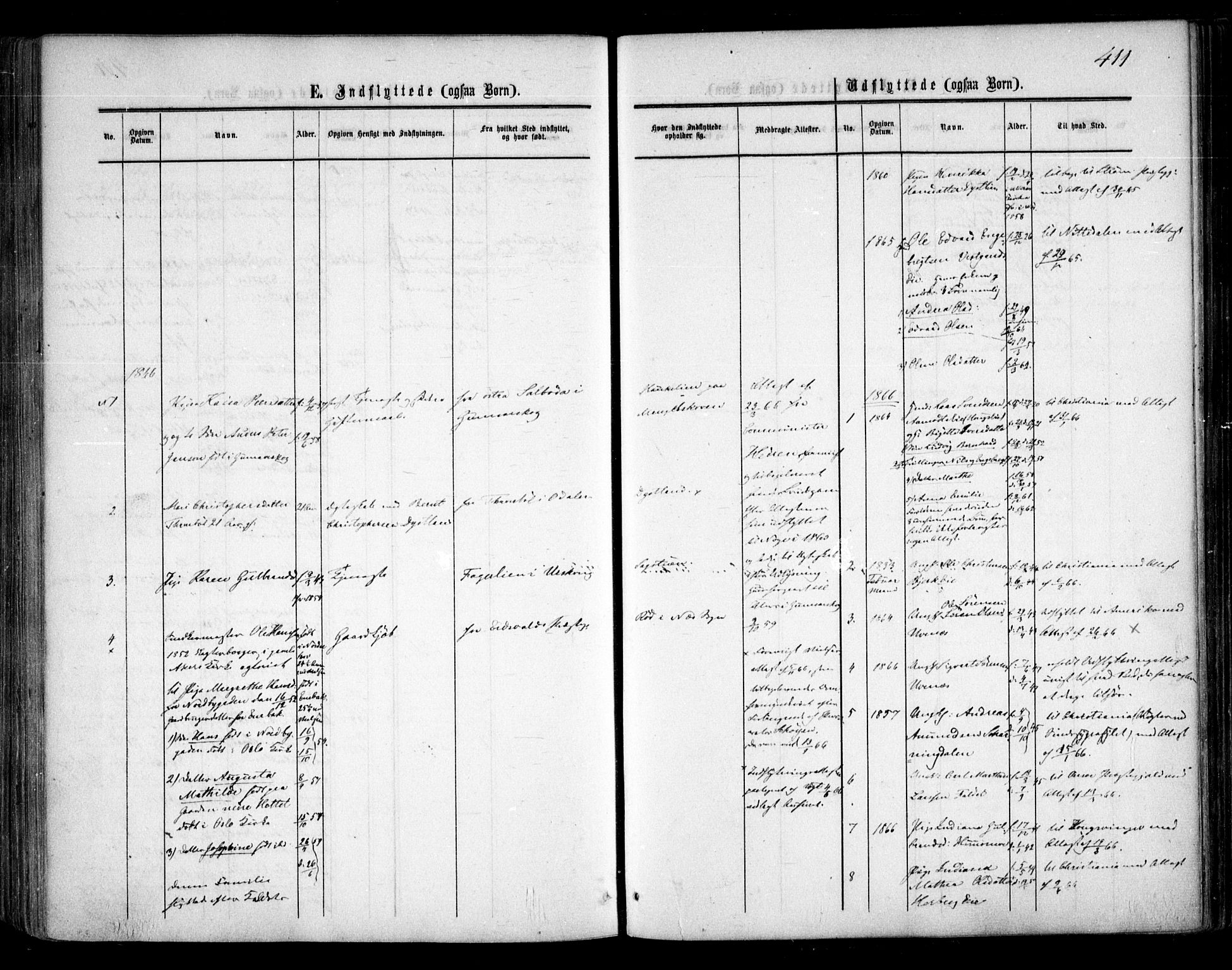 Nes prestekontor Kirkebøker, AV/SAO-A-10410/F/Fa/L0008: Parish register (official) no. I 8, 1859-1874, p. 411