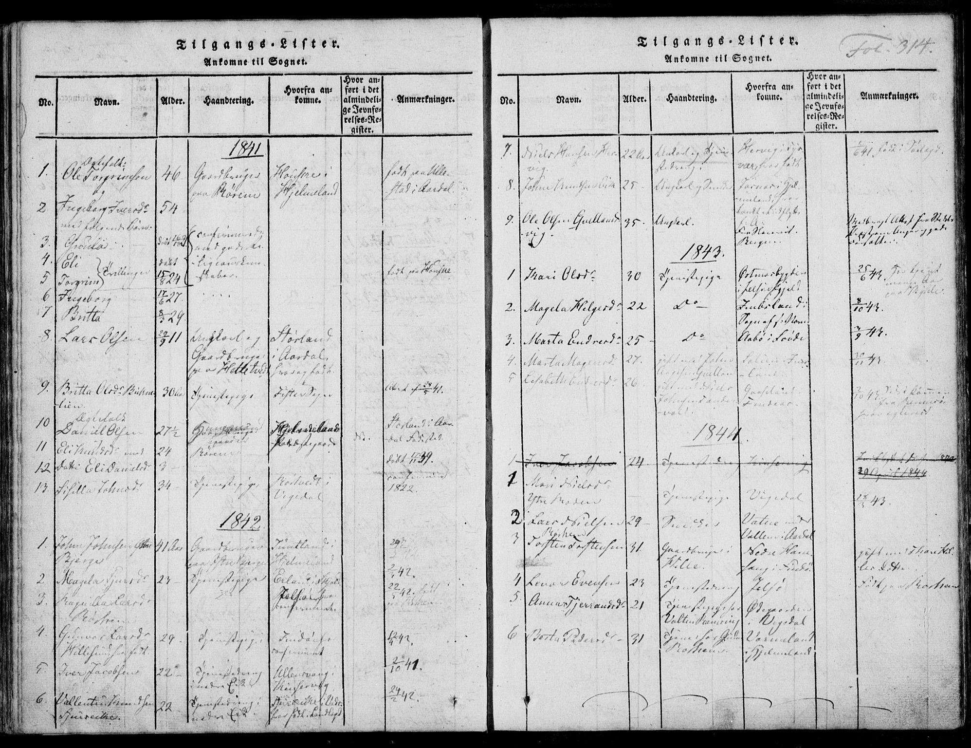 Nedstrand sokneprestkontor, AV/SAST-A-101841/01/IV: Parish register (official) no. A 7, 1816-1870, p. 314