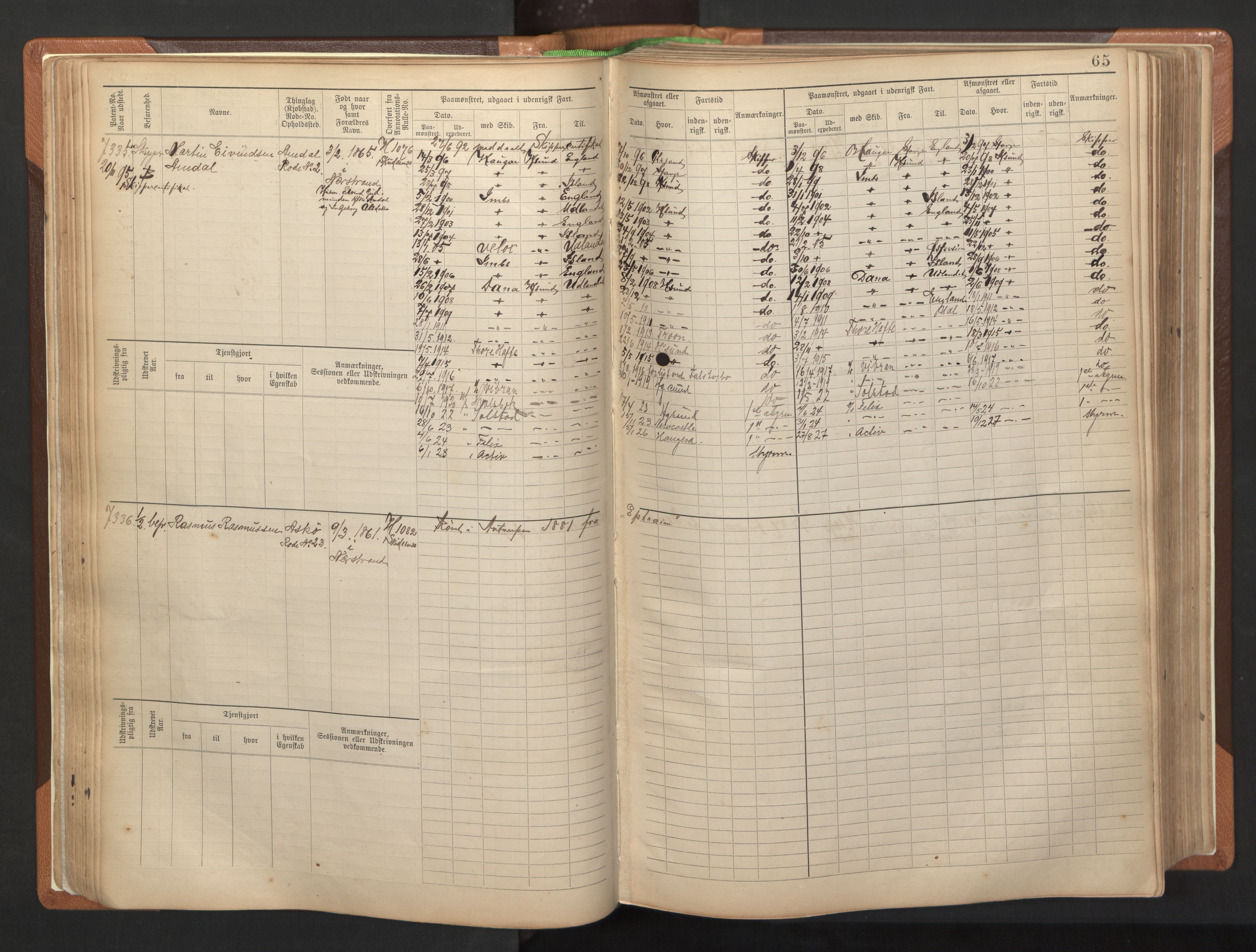 Stavanger sjømannskontor, AV/SAST-A-102006/F/Fb/Fbb/L0012: Sjøfartshovedrulle, patentnr. 7207-8158, 1894-1904, p. 68