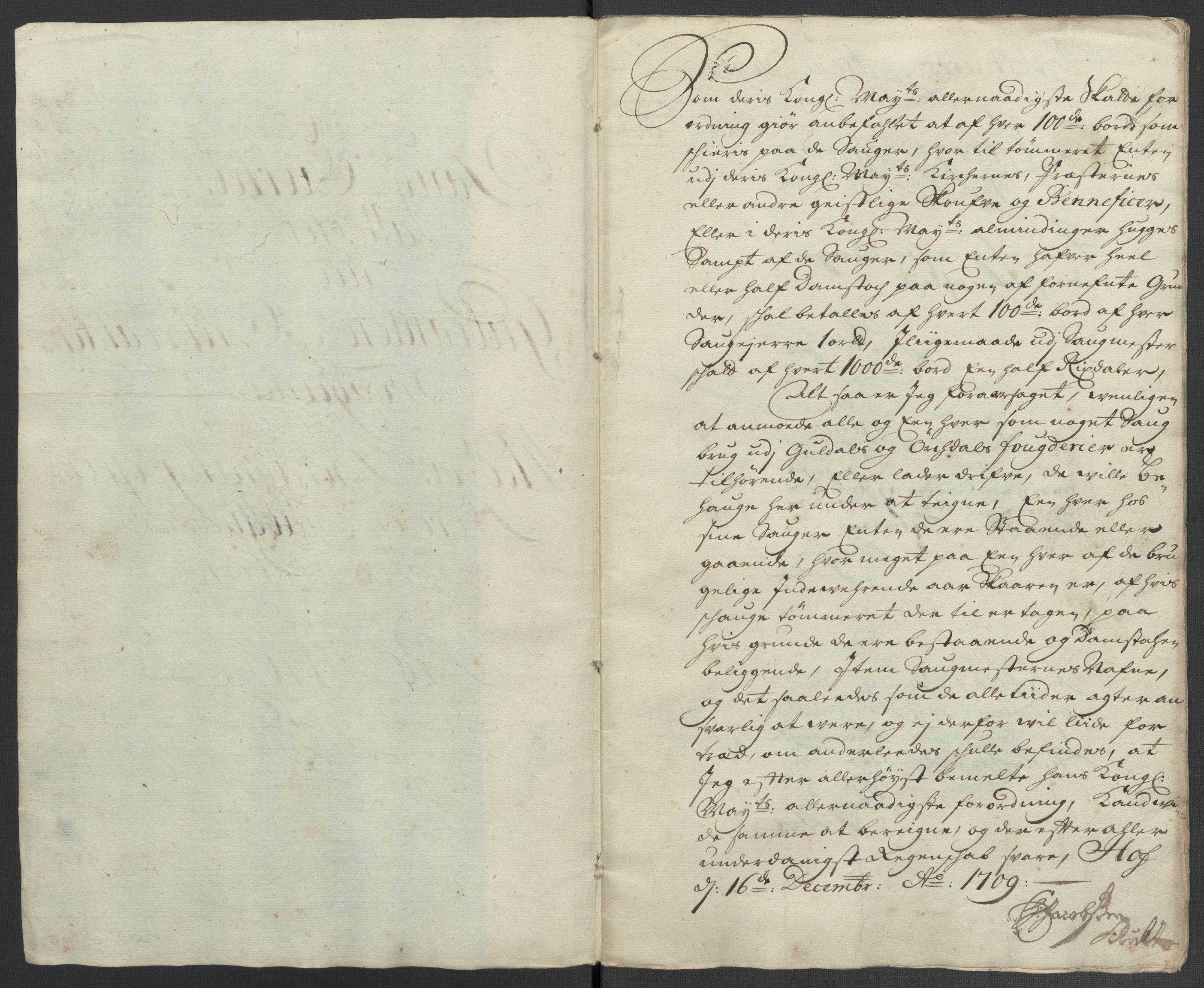 Rentekammeret inntil 1814, Reviderte regnskaper, Fogderegnskap, RA/EA-4092/R60/L3959: Fogderegnskap Orkdal og Gauldal, 1709, p. 123