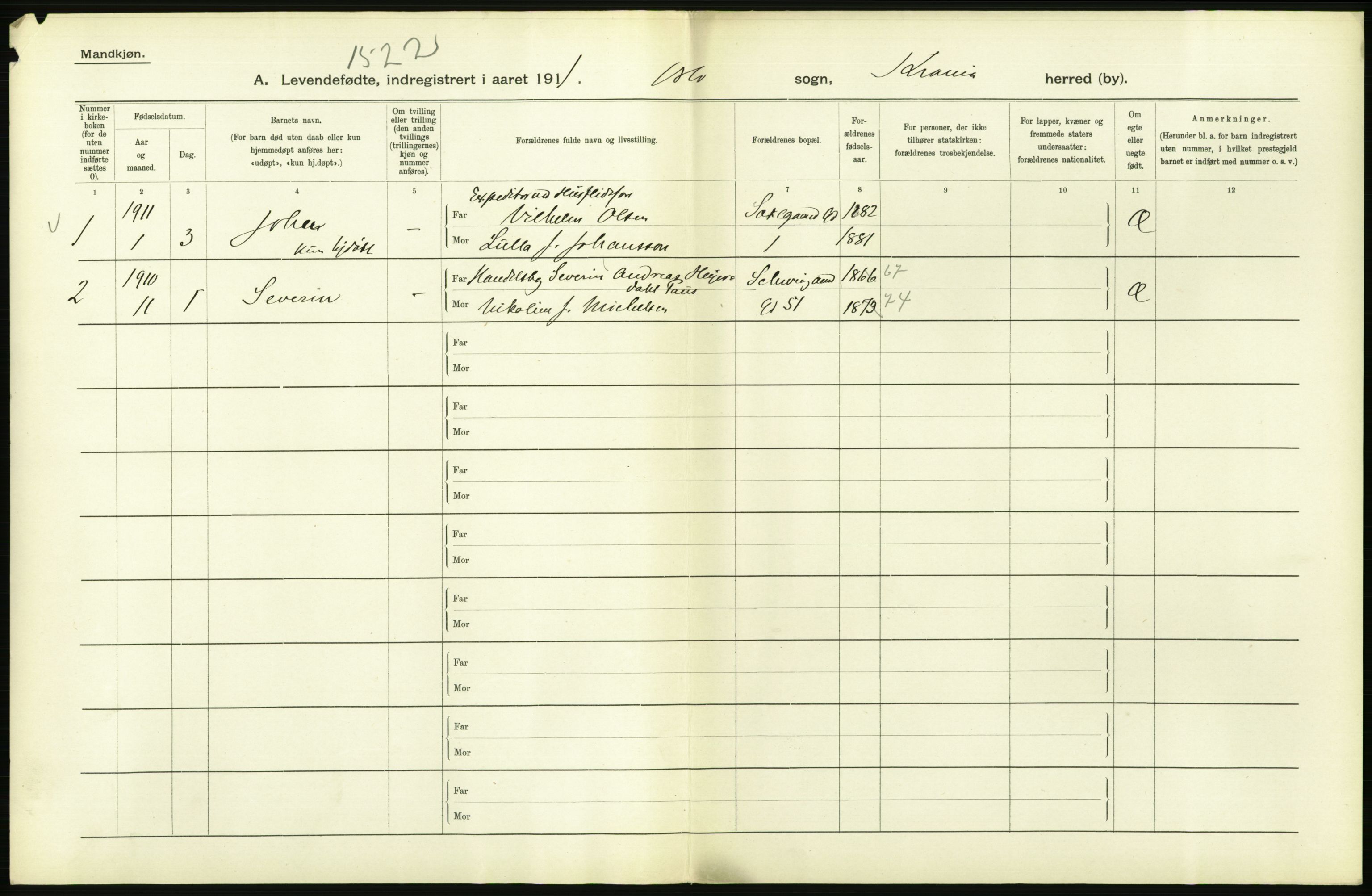 Statistisk sentralbyrå, Sosiodemografiske emner, Befolkning, AV/RA-S-2228/D/Df/Dfb/Dfba/L0006: Kristiania: Levendefødte menn., 1911, p. 726