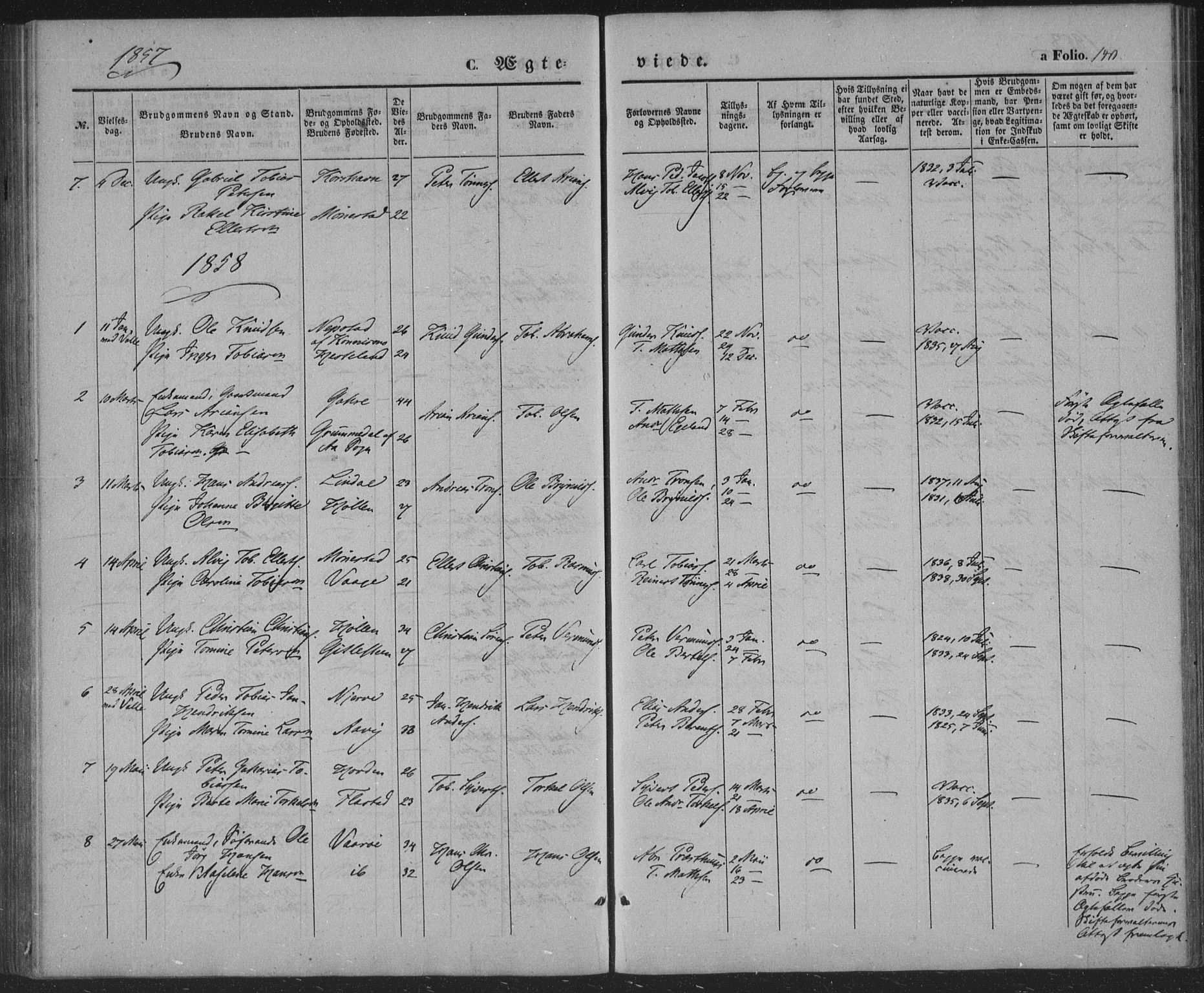 Sør-Audnedal sokneprestkontor, AV/SAK-1111-0039/F/Fa/Faa/L0002: Parish register (official) no. A 2, 1848-1867, p. 140