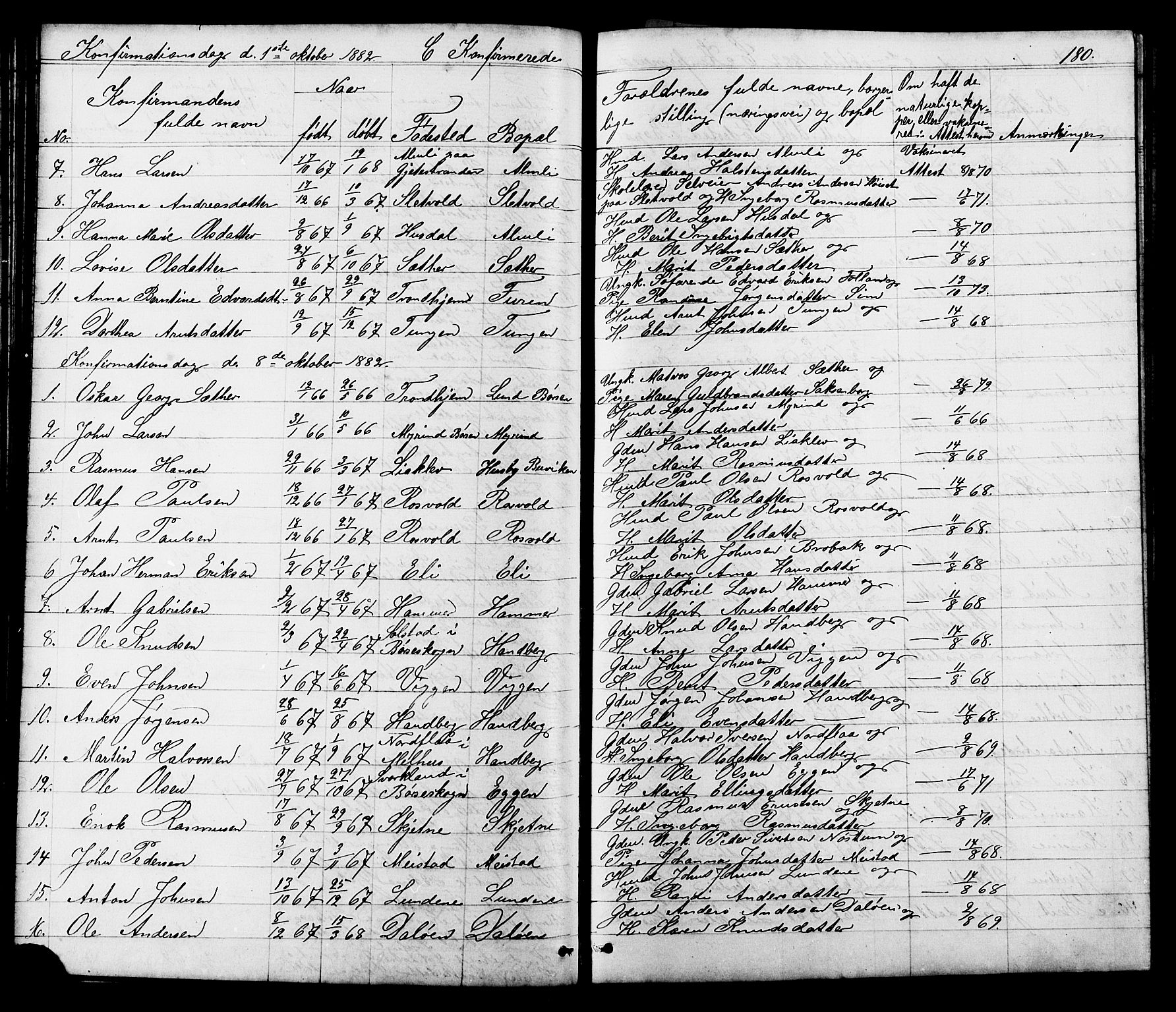 Ministerialprotokoller, klokkerbøker og fødselsregistre - Sør-Trøndelag, SAT/A-1456/665/L0777: Parish register (copy) no. 665C02, 1867-1915, p. 180