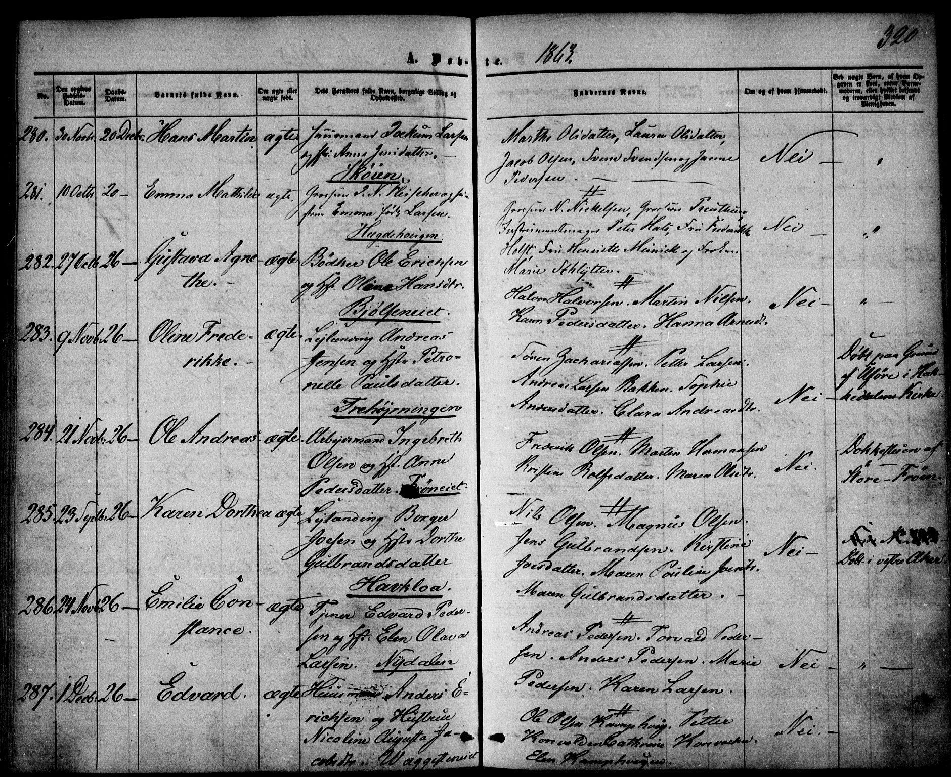 Vestre Aker prestekontor Kirkebøker, AV/SAO-A-10025/F/Fa/L0003: Parish register (official) no. 3, 1857-1868, p. 320
