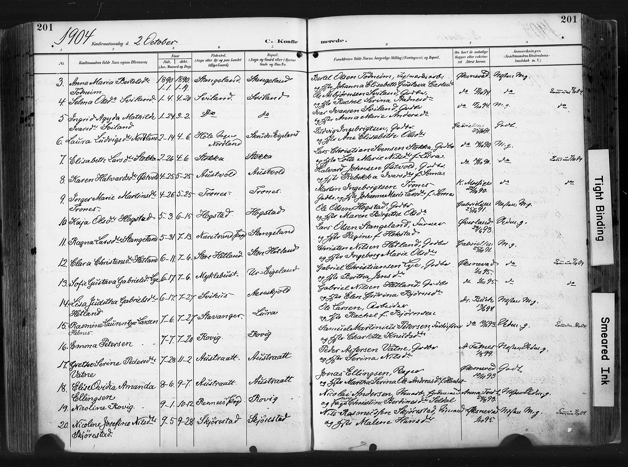 Høyland sokneprestkontor, AV/SAST-A-101799/001/30BA/L0015: Parish register (official) no. A 14, 1899-1911, p. 201