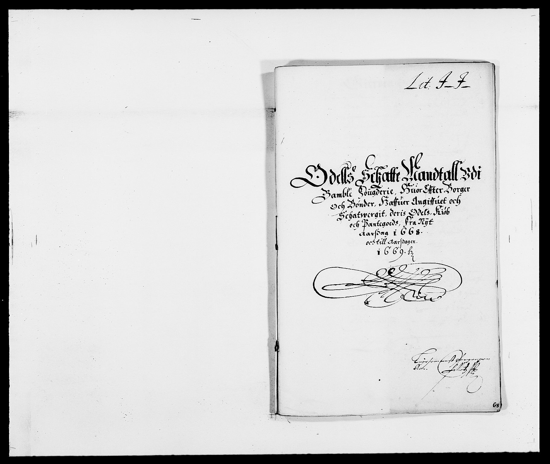 Rentekammeret inntil 1814, Reviderte regnskaper, Fogderegnskap, RA/EA-4092/R34/L2040: Fogderegnskap Bamble, 1662-1669, p. 63