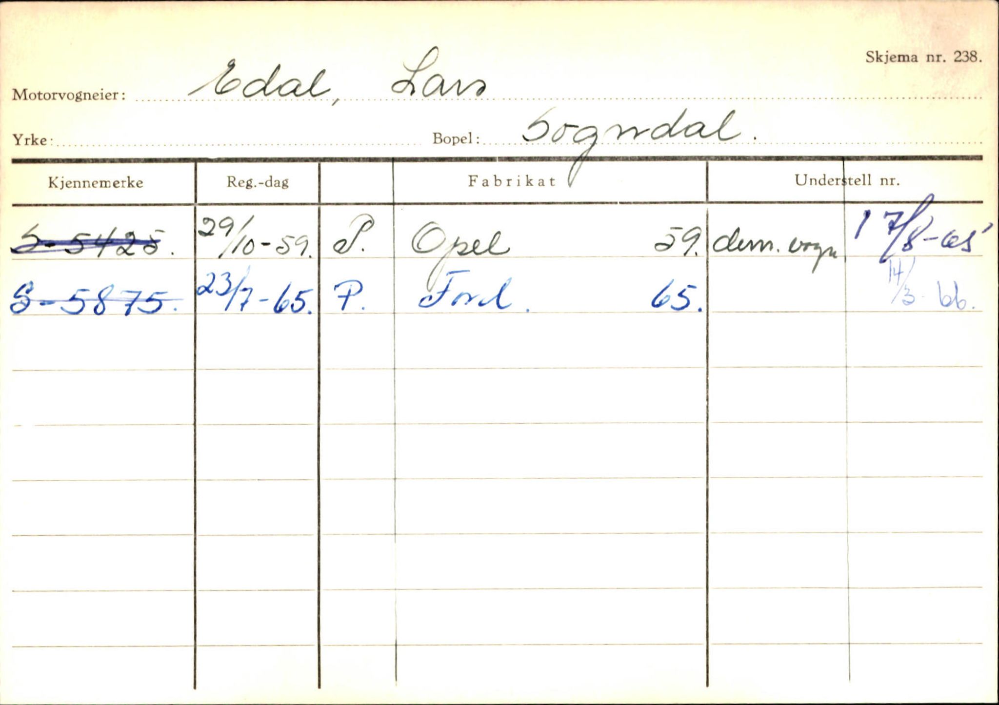 Statens vegvesen, Sogn og Fjordane vegkontor, AV/SAB-A-5301/4/F/L0124: Eigarregister Sogndal A-U, 1945-1975, p. 332