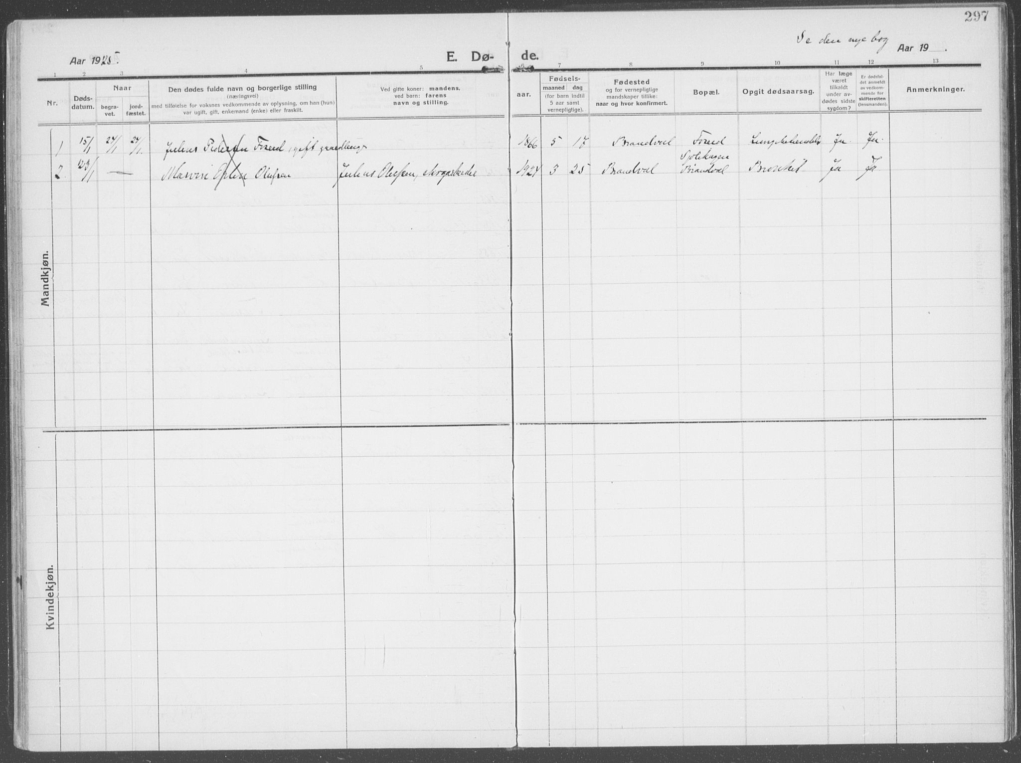 Brandval prestekontor, SAH/PREST-034/H/Ha/Haa/L0004: Parish register (official) no. 4, 1910-1924, p. 297