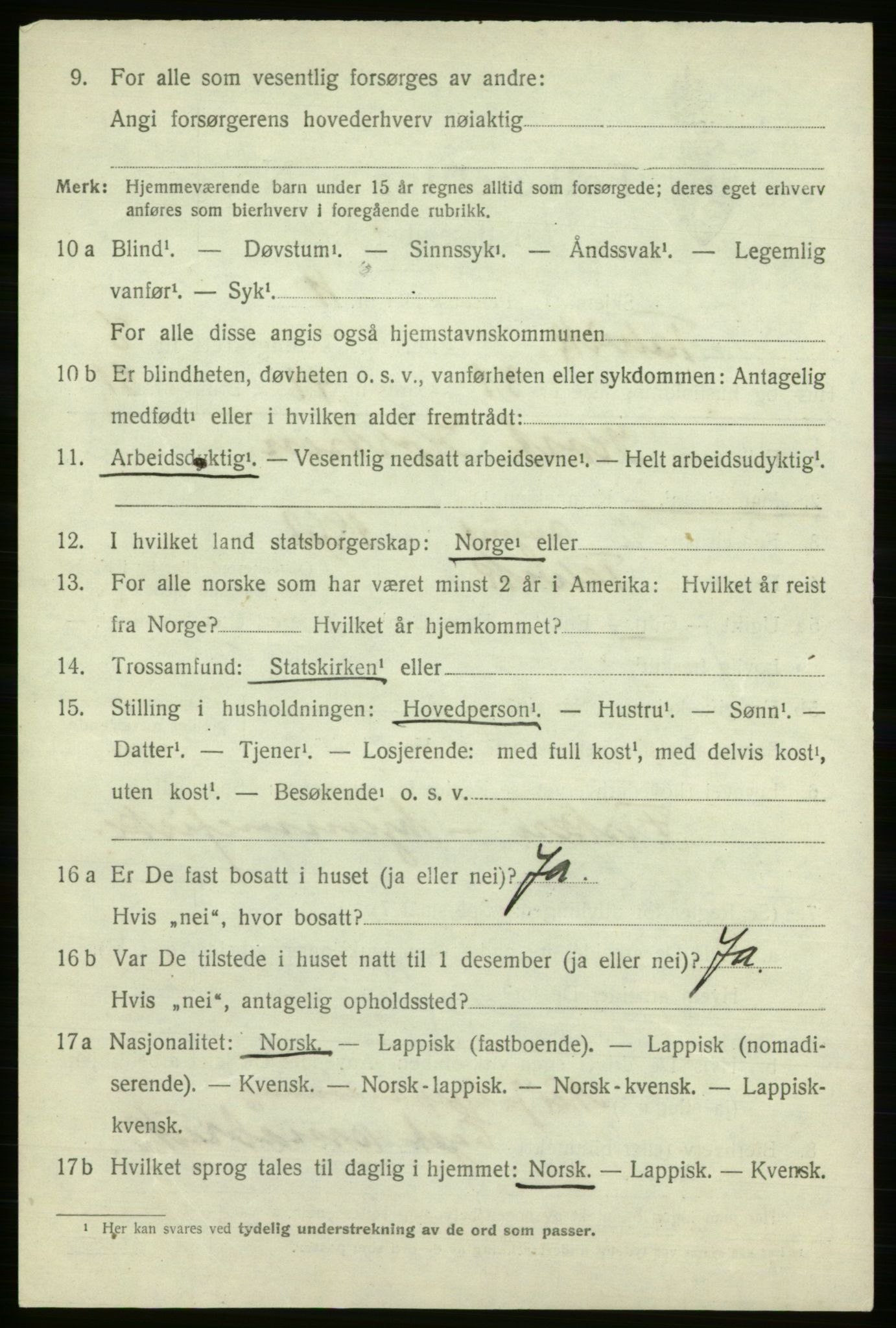 SATØ, 1920 census for Talvik, 1920, p. 5311