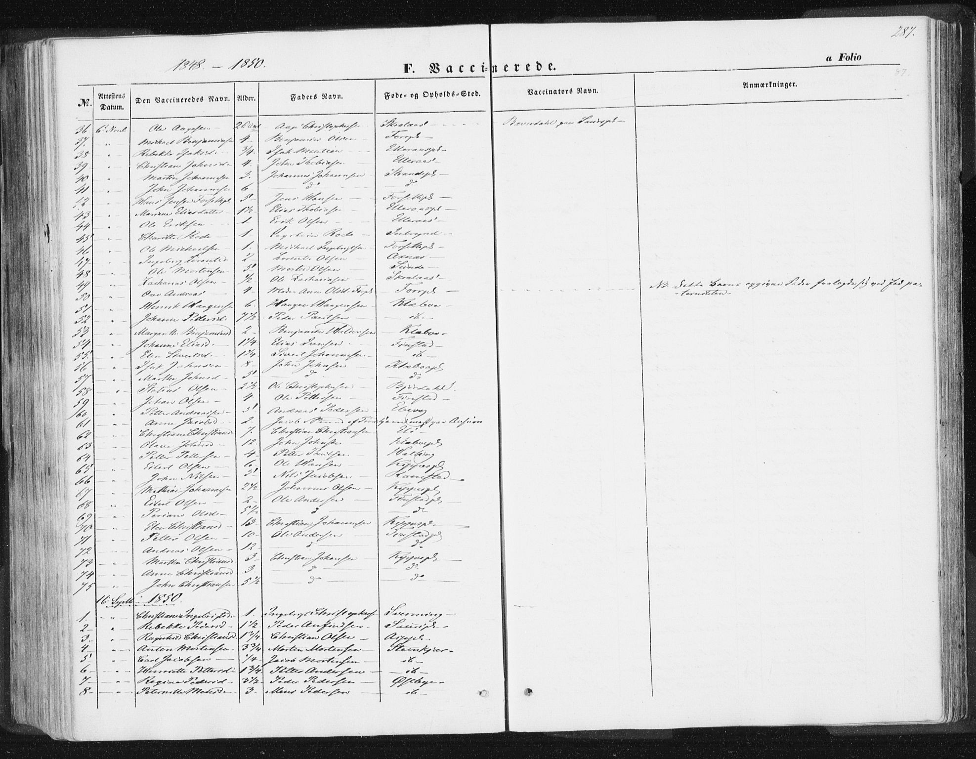 Ministerialprotokoller, klokkerbøker og fødselsregistre - Nord-Trøndelag, SAT/A-1458/746/L0446: Parish register (official) no. 746A05, 1846-1859, p. 287
