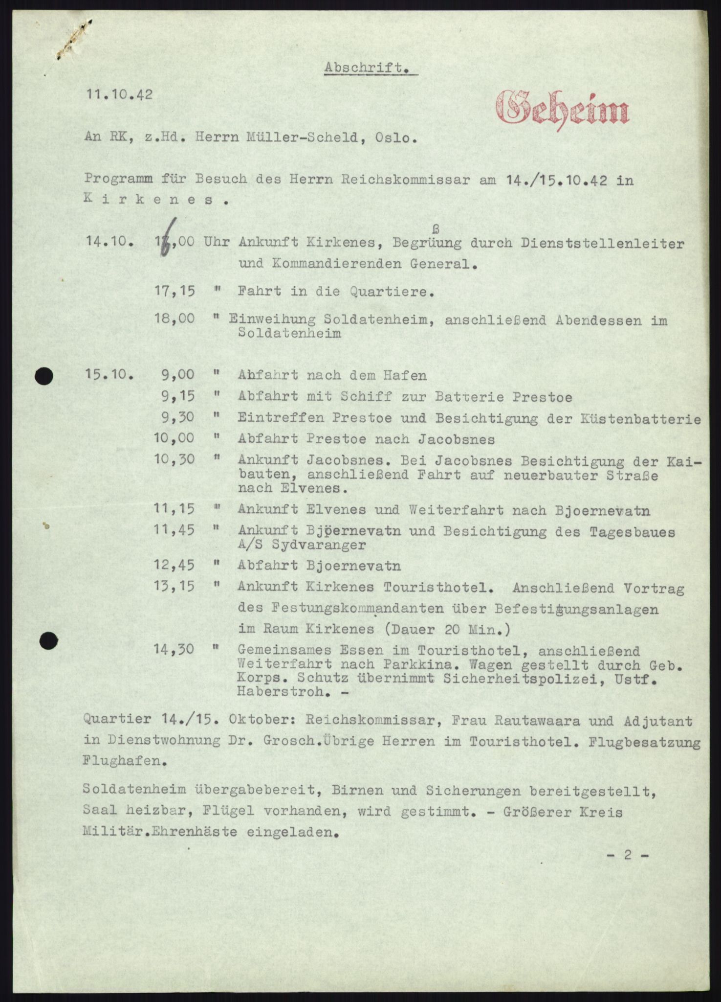 Forsvarets Overkommando. 2 kontor. Arkiv 11.4. Spredte tyske arkivsaker, AV/RA-RAFA-7031/D/Dar/Darb/L0010: Reichskommissariat - Hauptabteilung Volksaufklärung und Propaganda, 1940-1943, p. 725