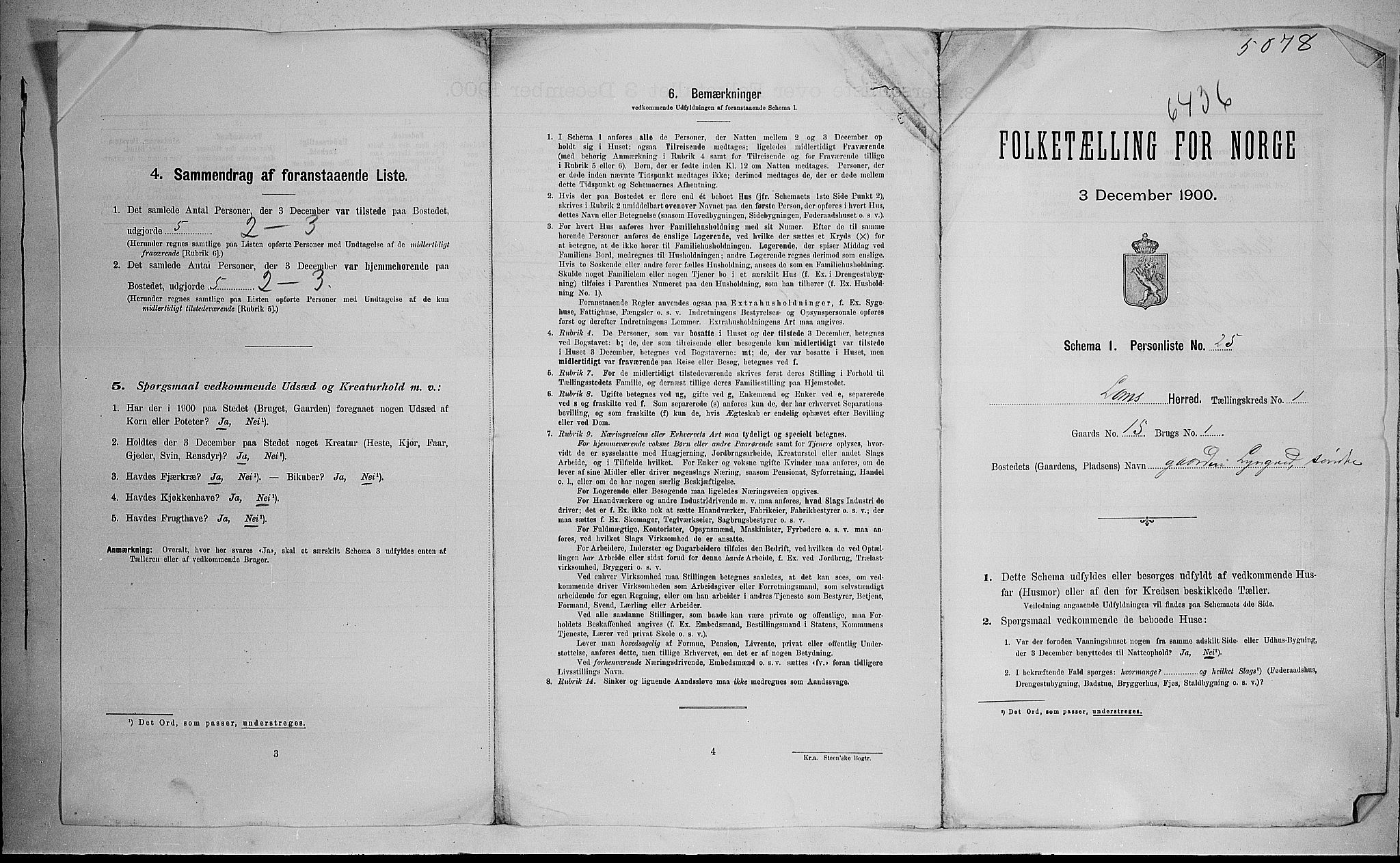 SAH, 1900 census for Lom, 1900, p. 44