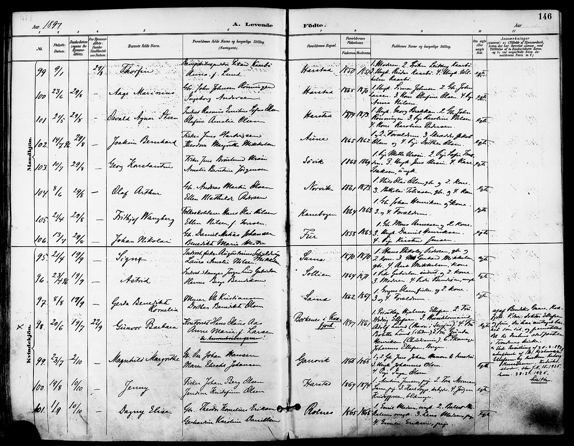 Trondenes sokneprestkontor, SATØ/S-1319/H/Ha/L0016kirke: Parish register (official) no. 16, 1890-1898, p. 146