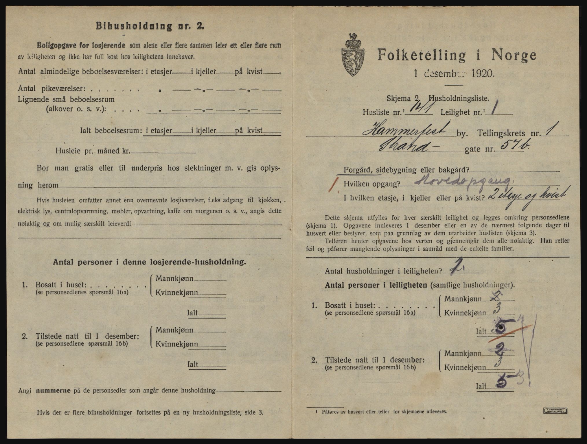 SATØ, 1920 census for Hammerfest, 1920, p. 1446