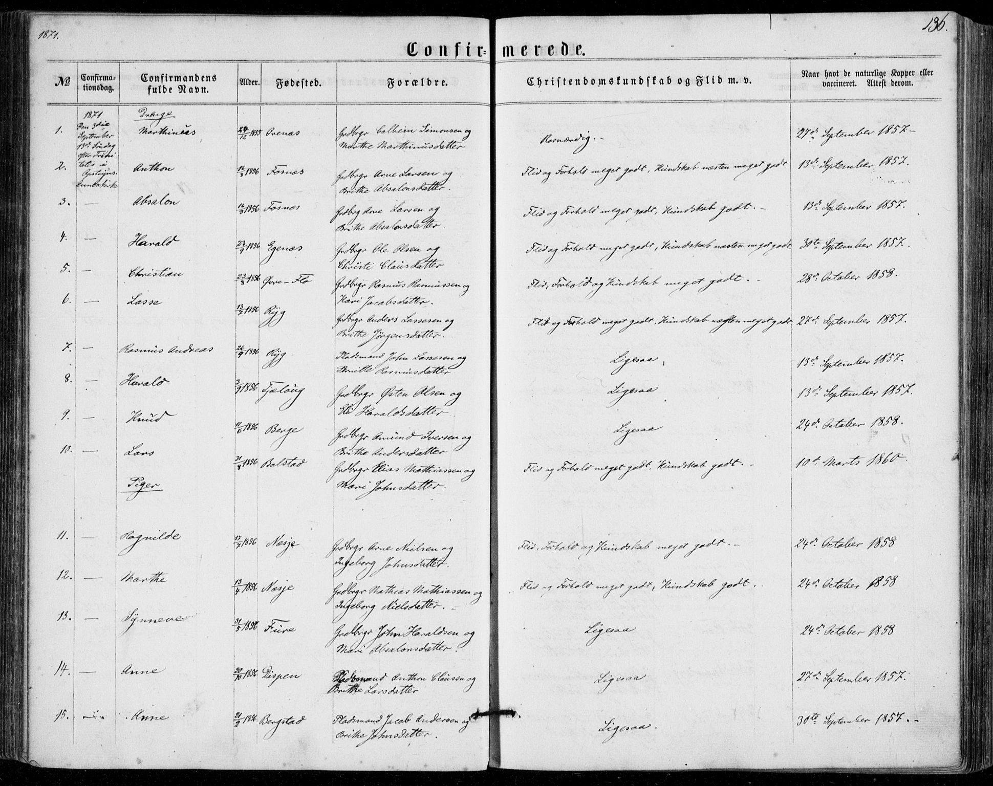 Stryn Sokneprestembete, AV/SAB-A-82501: Parish register (official) no. A 3, 1862-1877, p. 136