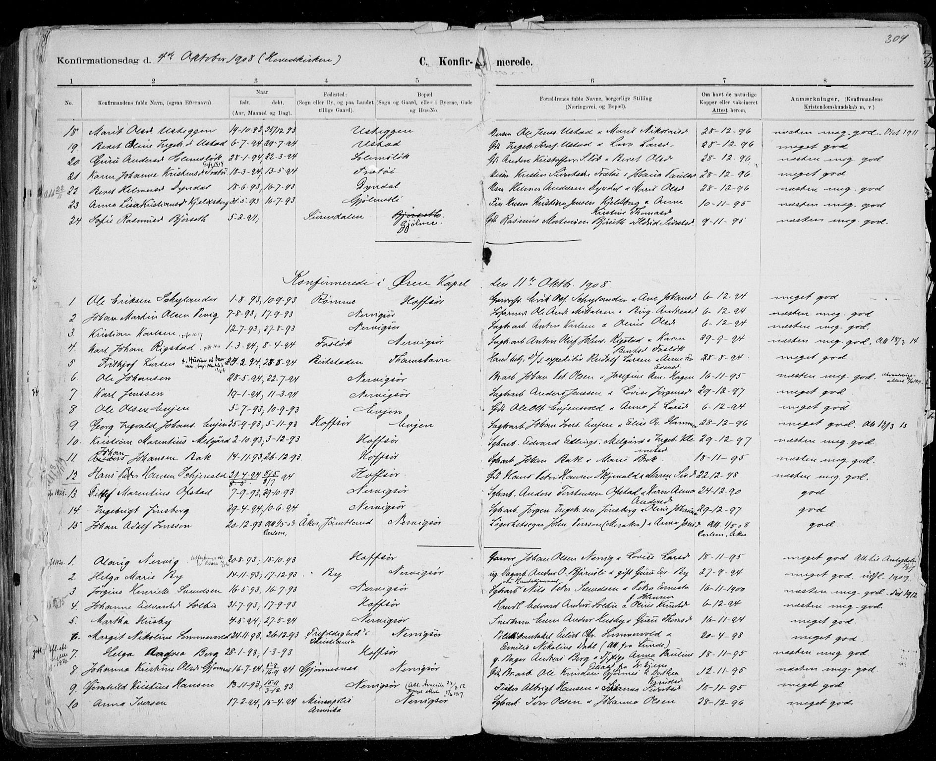 Ministerialprotokoller, klokkerbøker og fødselsregistre - Sør-Trøndelag, SAT/A-1456/668/L0811: Parish register (official) no. 668A11, 1894-1913, p. 304