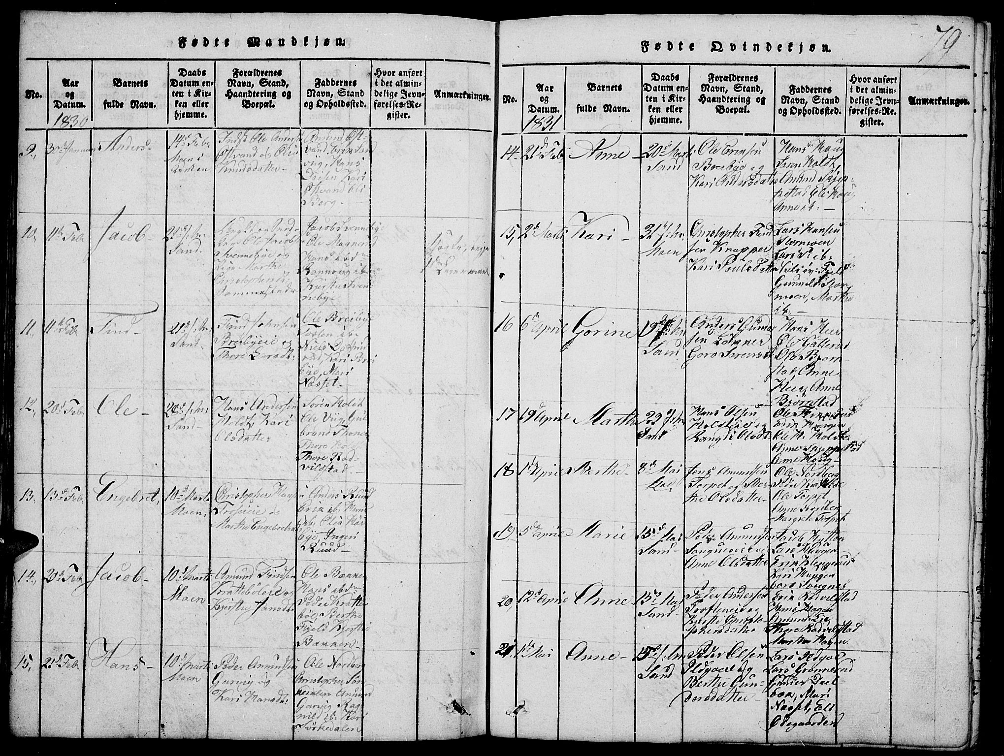 Nord-Odal prestekontor, AV/SAH-PREST-032/H/Ha/Hab/L0001: Parish register (copy) no. 1, 1819-1838, p. 79